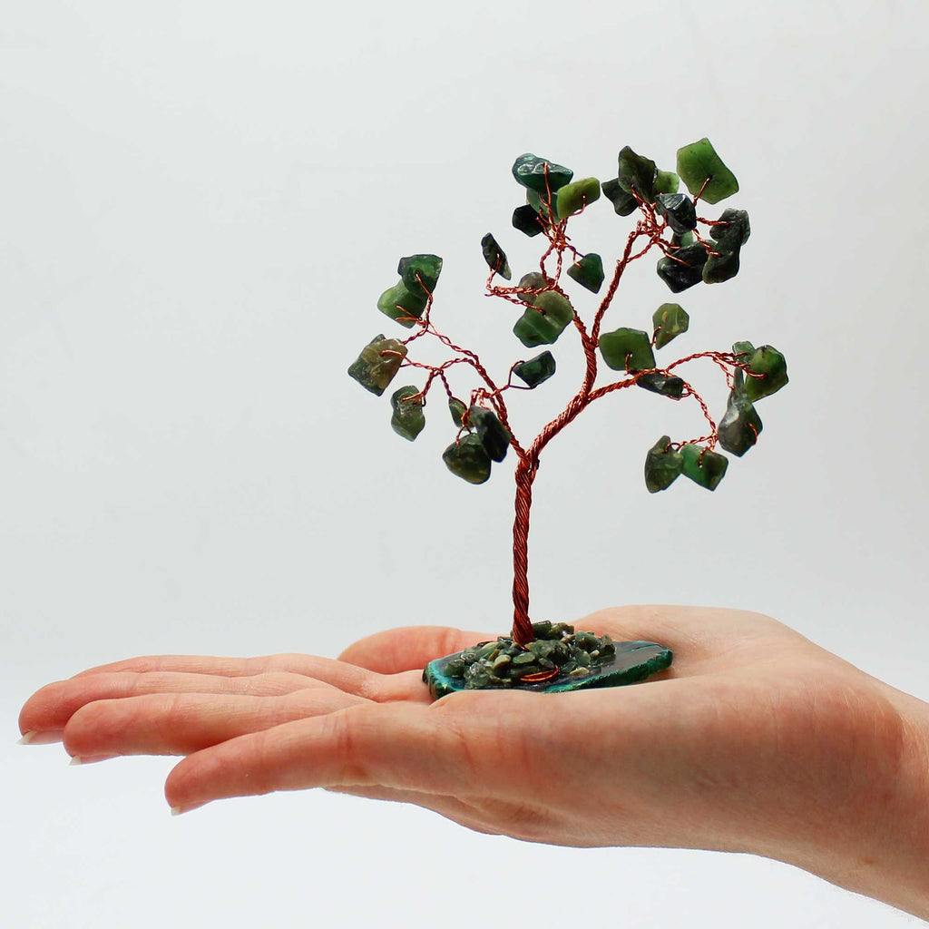 Green Aventurine Gemstone Tree  on Green Agate Base (35 stones)