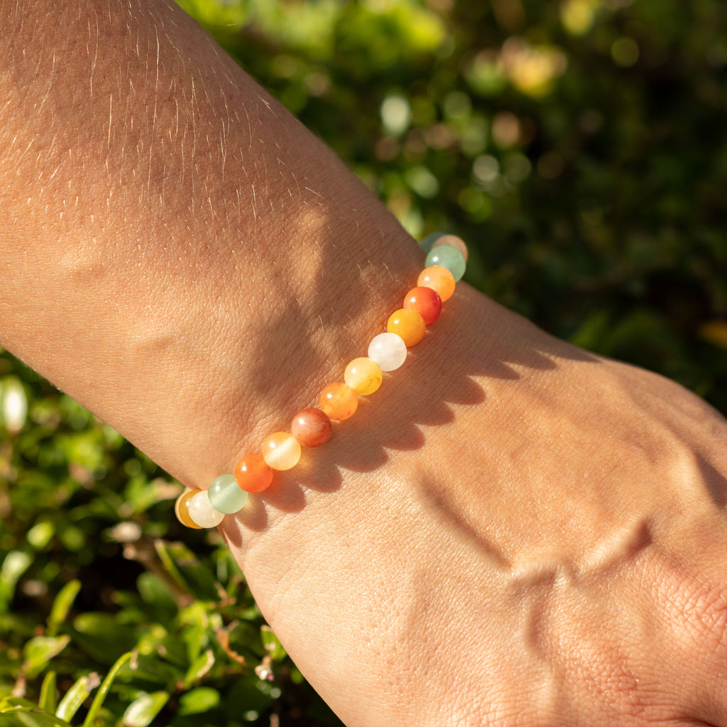 Petite Power Bracelet (17cmx6mm) - Rainbow Agate