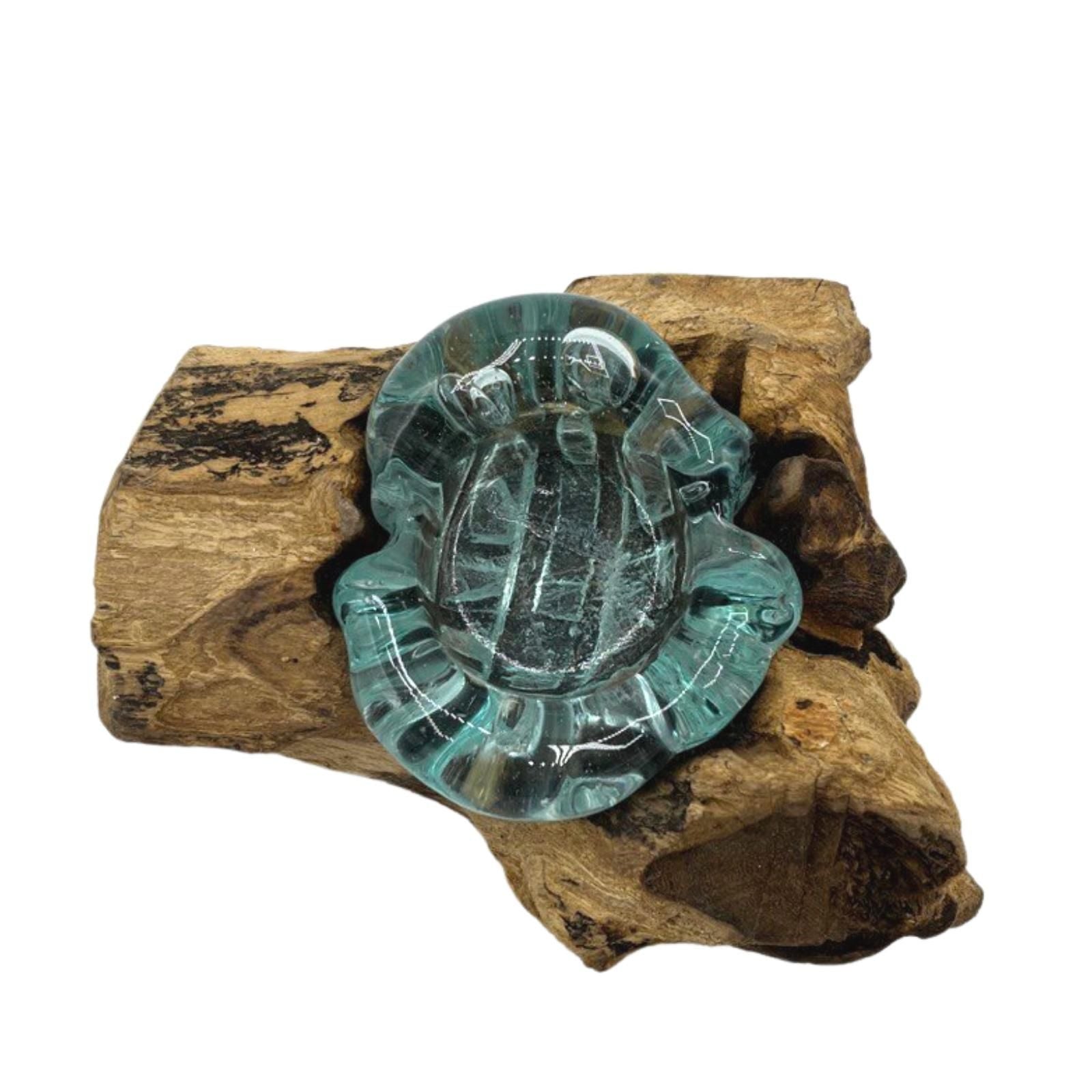Molten Glass Candle Single Holder on Wood