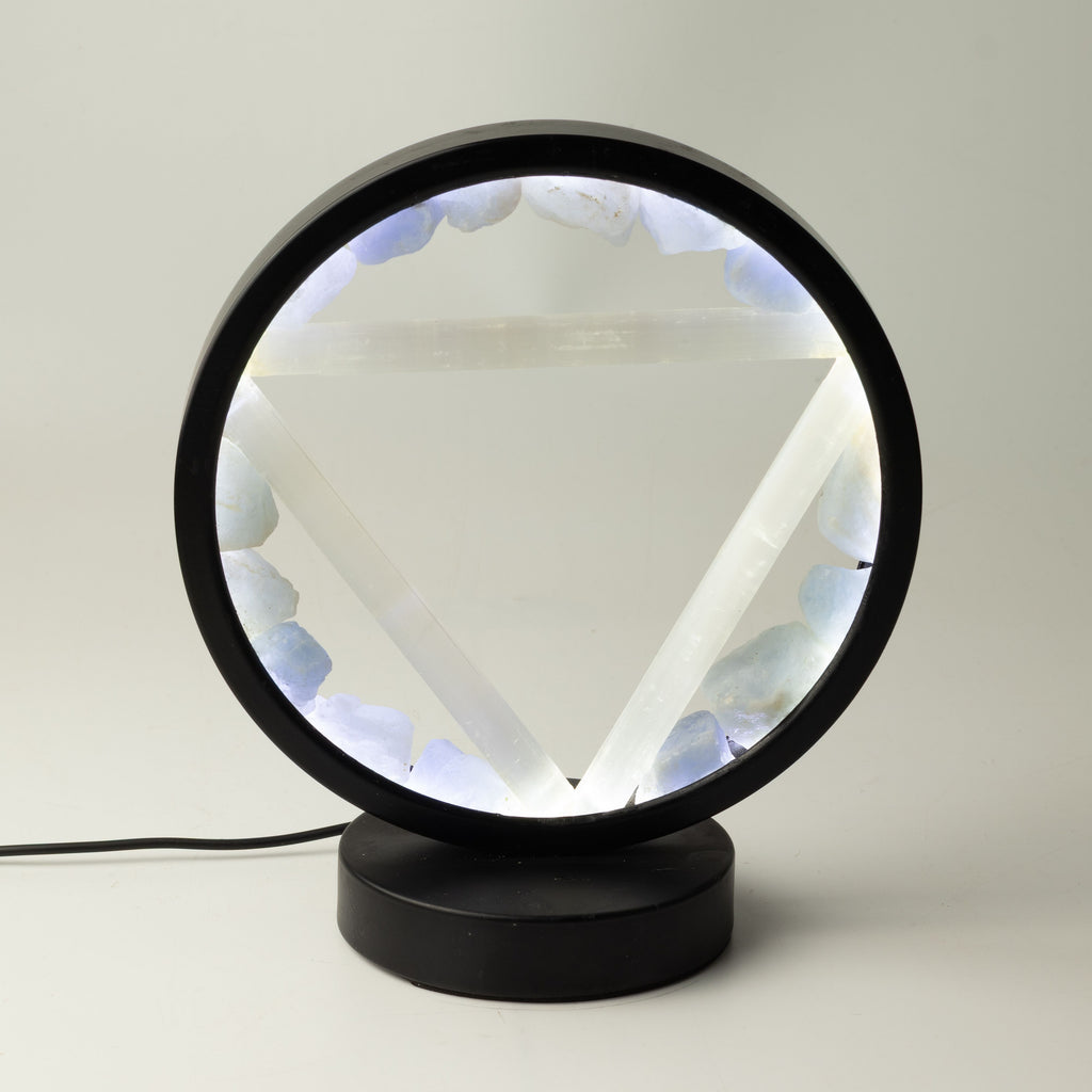 Gemstone Halo Lamp - Water - Aquamarine & Selenite