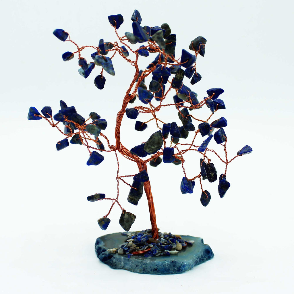 Medium Gemstone Tree - Sodalite on Blue Agate Base (100 stones)