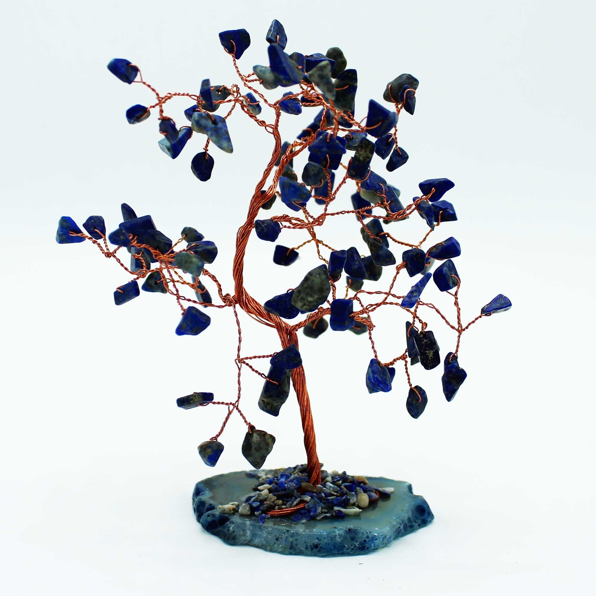 Medium Gemstone Tree - Sodalite on Blue Agate Base (100 stones)