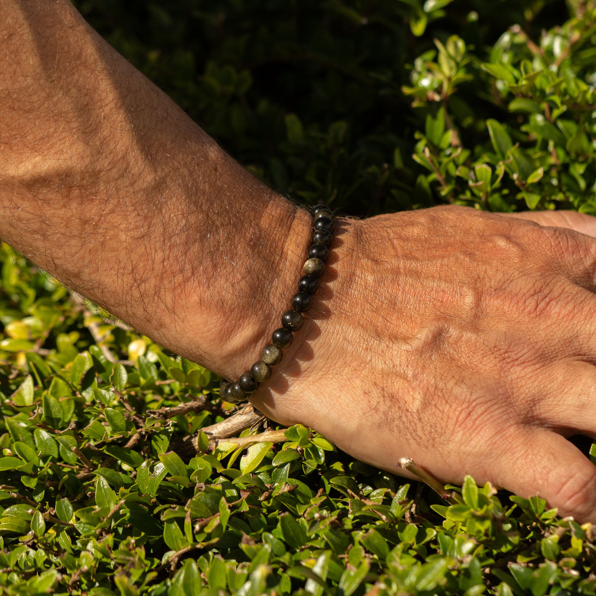 Petite Power Bracelet (17cmx6mm) - Gold Obsidian