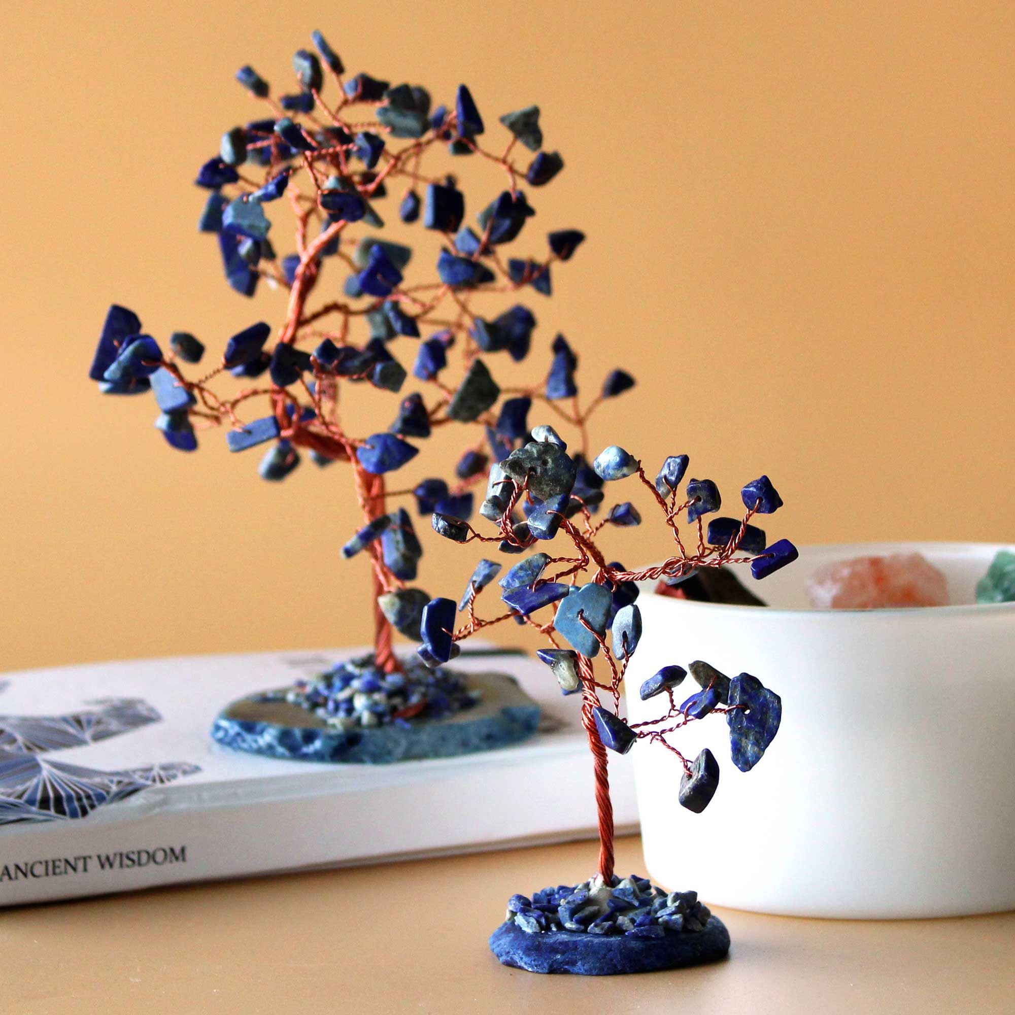 Medium Sodalite Gemstone Tree on Blue Agate Base (35 stones)