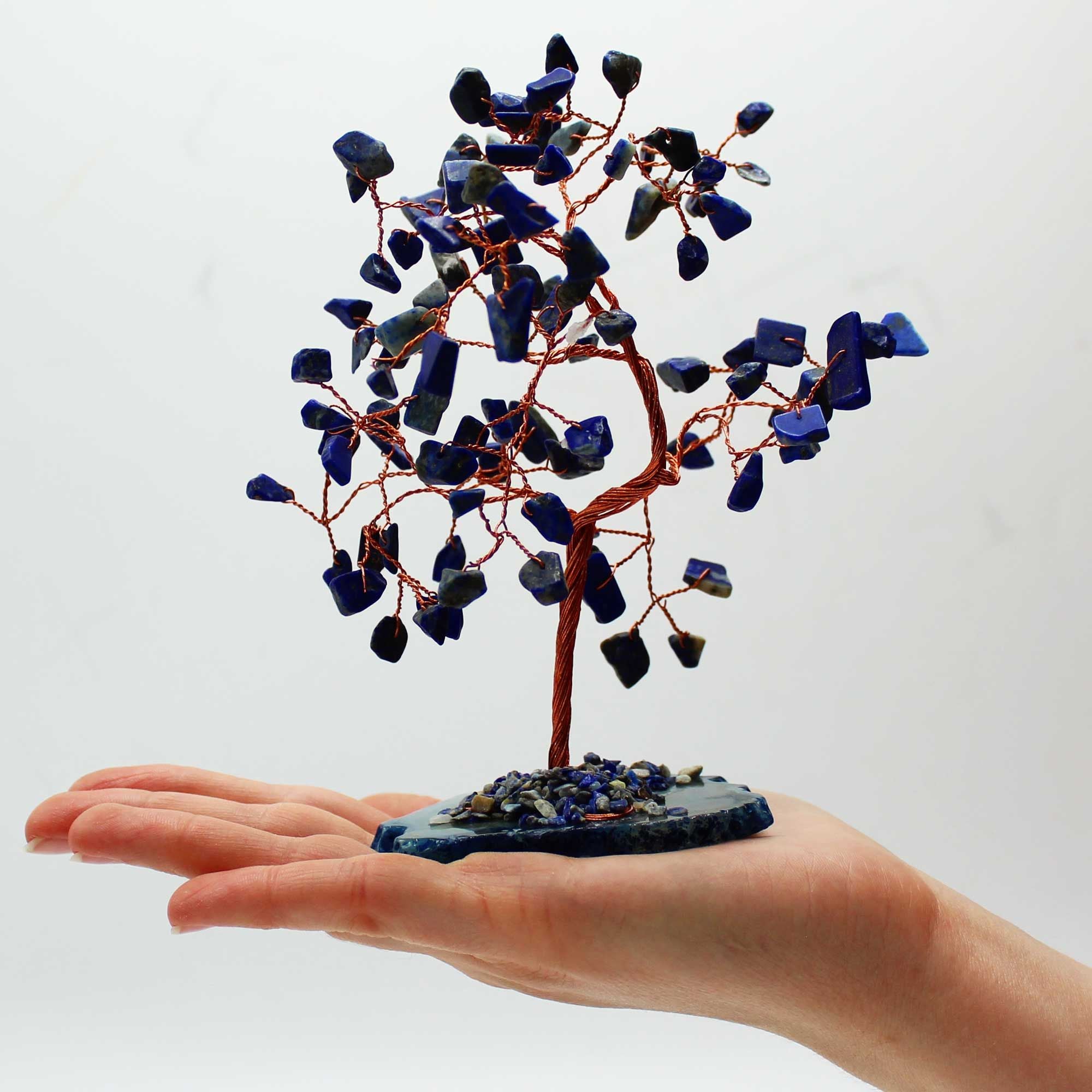 Medium Gemstone Tree - Sodalite on Blue Agate Base (100 stones)