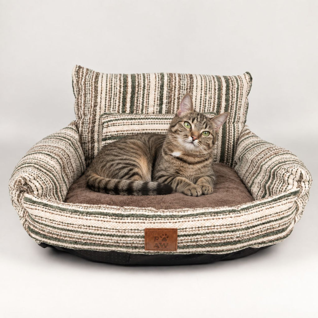 PAW Bed – Small Sofa – Brown Stripes – 50 × 50 × 26cm