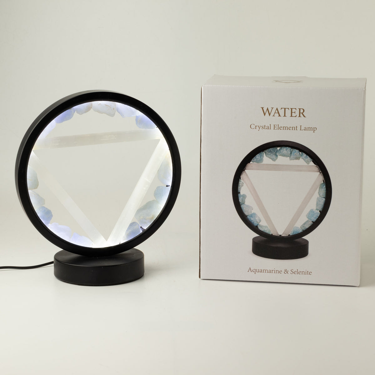 Gemstone Halo Lamp - Water - Aquamarine & Selenite