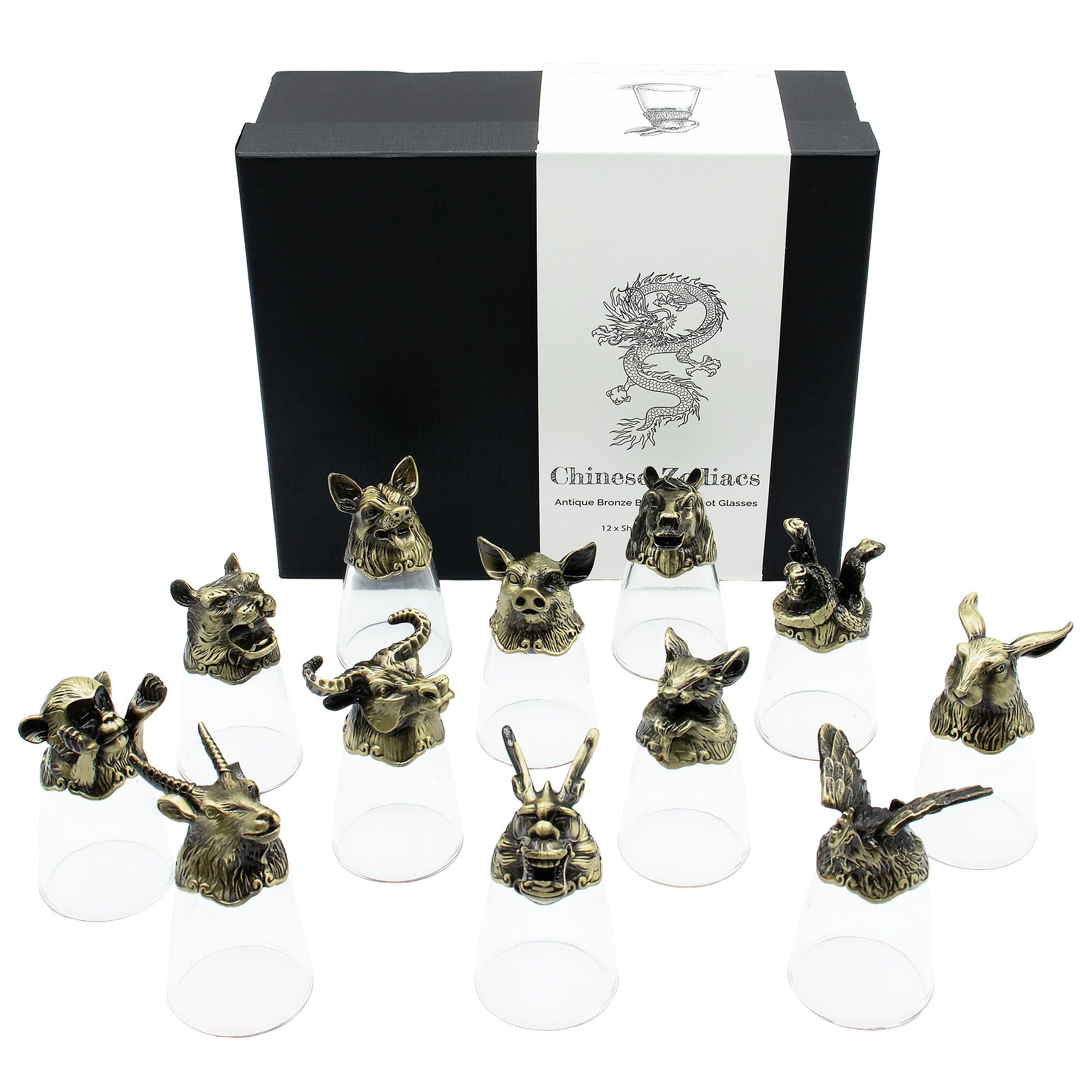 Gift Set of 12 Glasses (25ml) | Antique Bronze