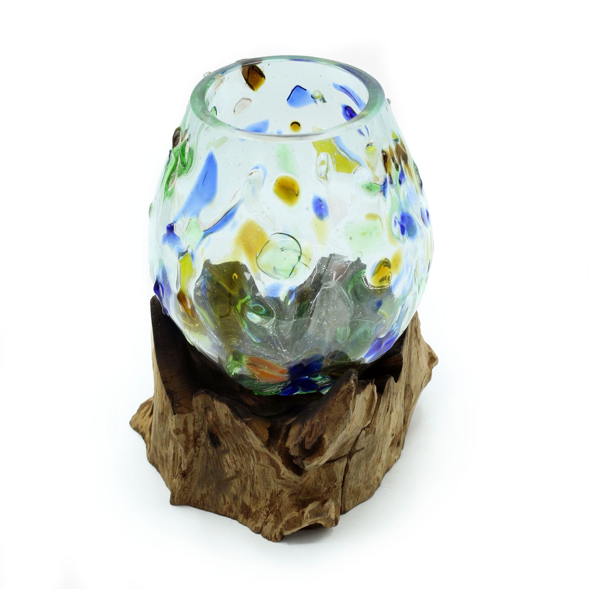 Molten Coloured Glass on Wood - Medium Bowl | Molten Glass Decor