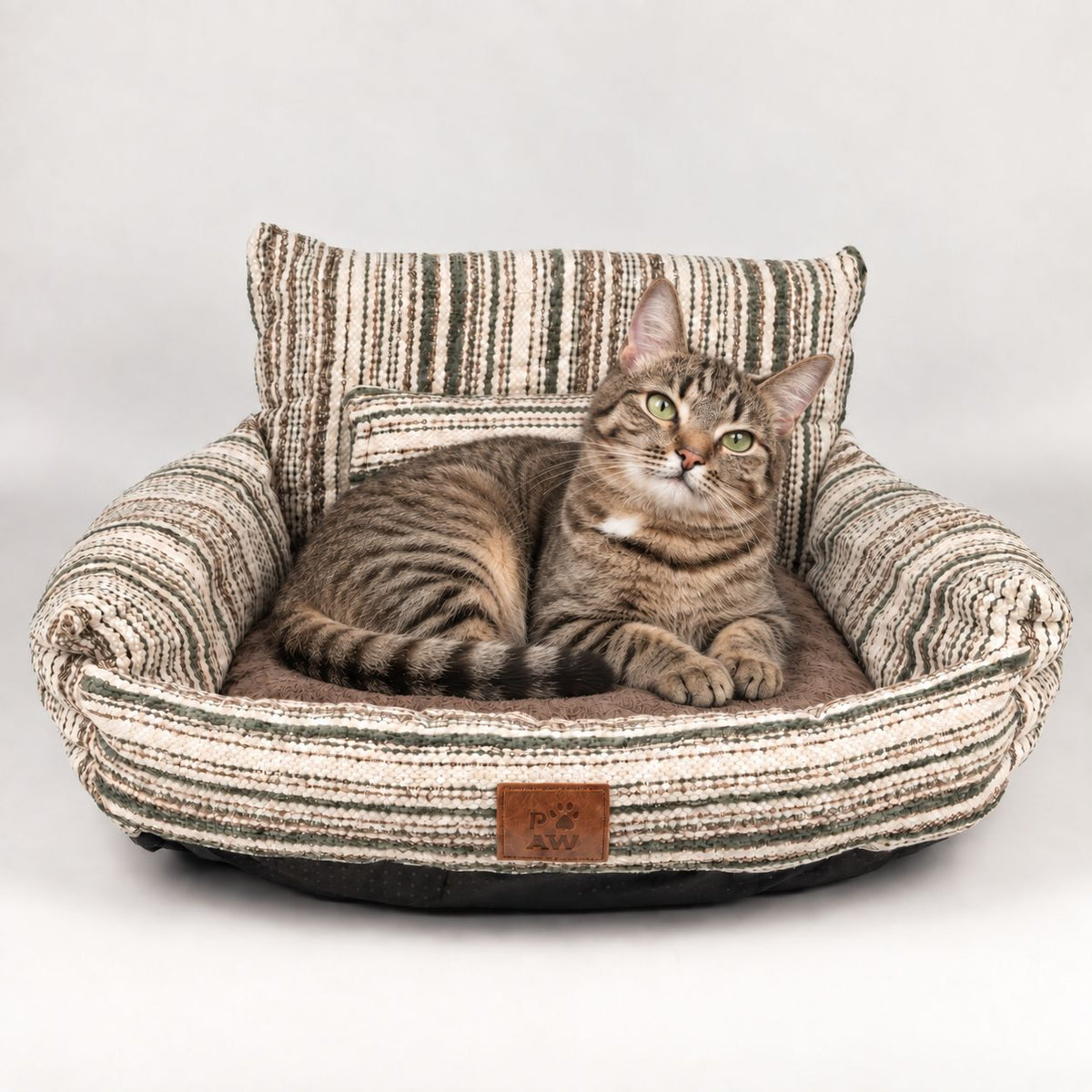 PAW Bed – Small Sofa – Brown Stripes – 50 × 50 × 26cm