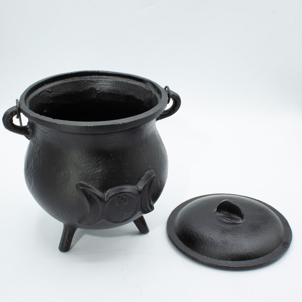 Large Cast Iron Cauldron with Triple Moon 23x18cm (at least 4kg)