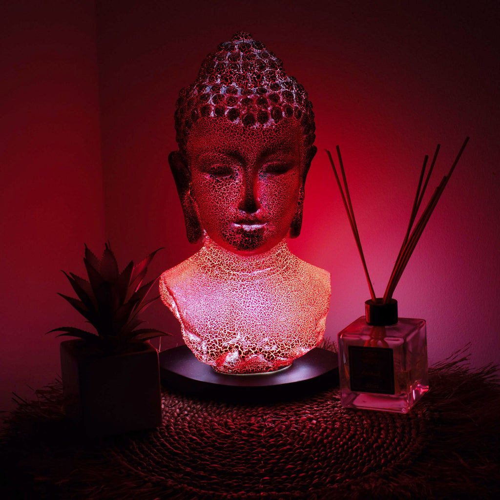Buddha Bust Lamp Molten Lava - Oval stand