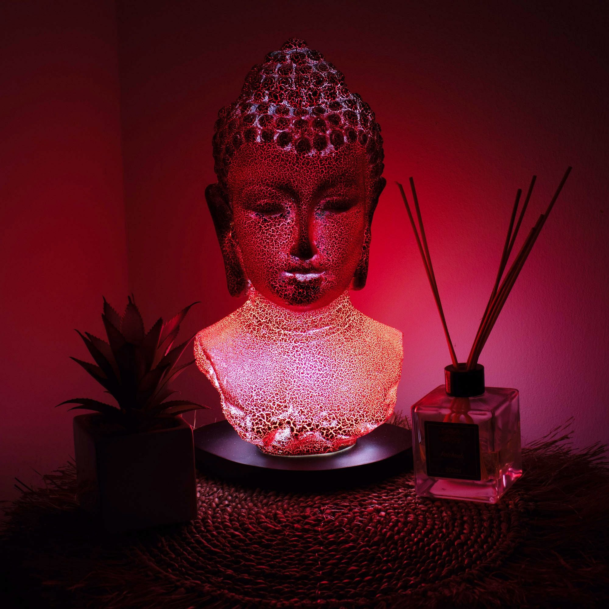 Buddha Bust Lamp Molten Lava - Oval stand