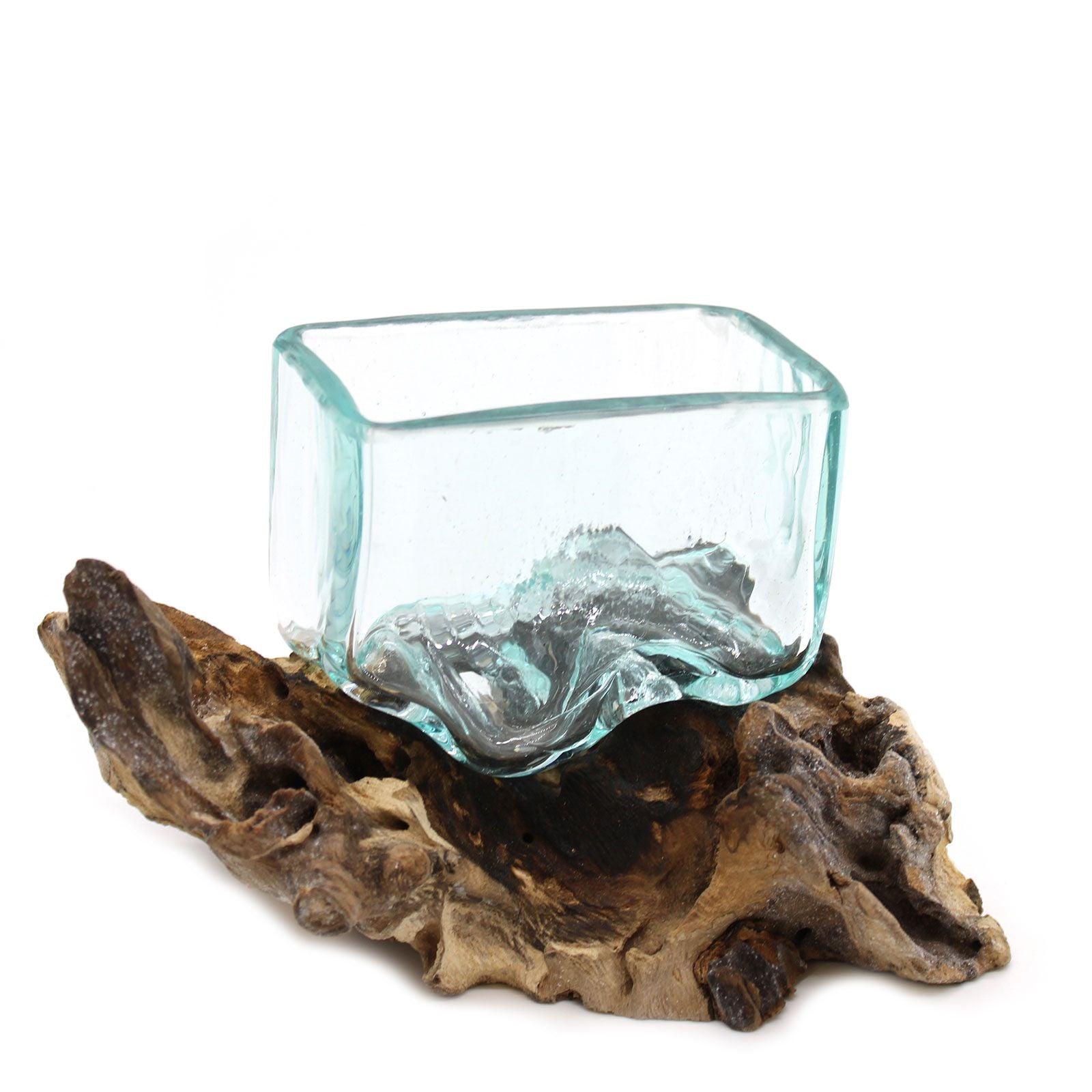 Molten Glass Tank on Wood with Stand Crystal Tree UK | Gemstone Tree decorative crystal gemstone tree