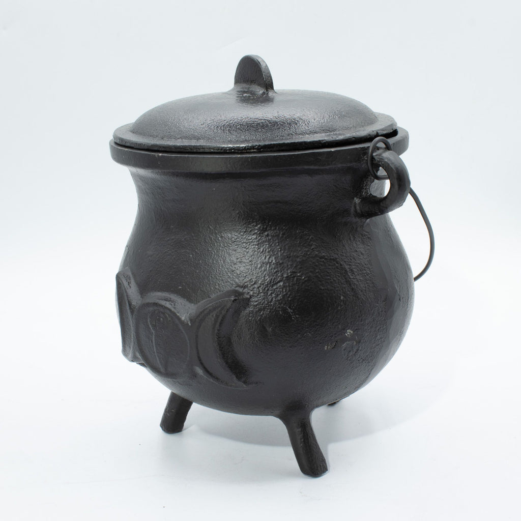 Large Cast Iron Cauldron with Triple Moon 23x18cm (at least 4kg)
