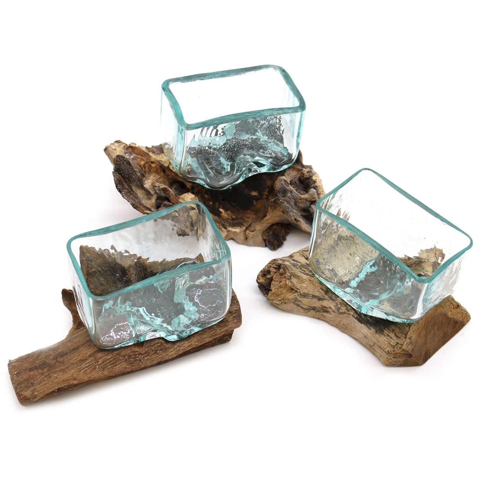 Molten Glass Tank on Wood with Stand | Molten Glass Decor