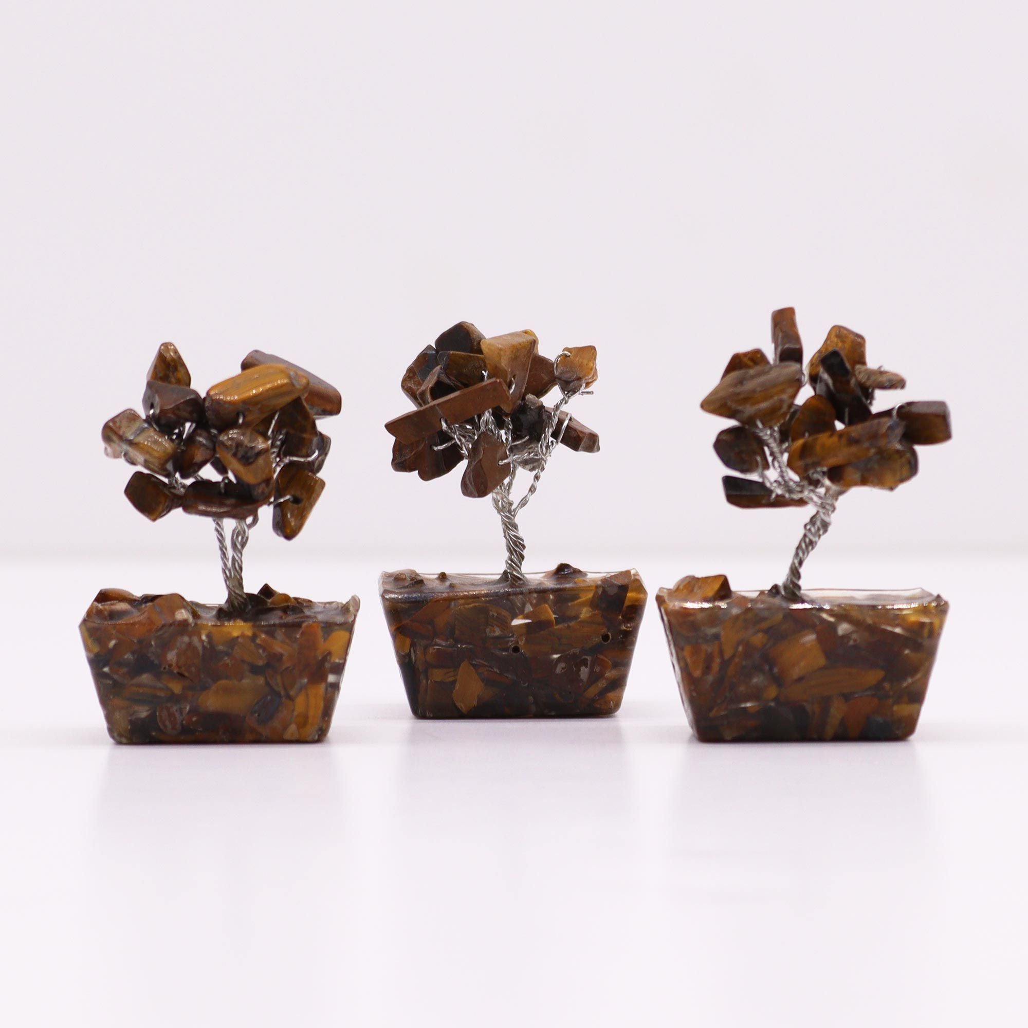 Mini Gemstone Tree On Orgonite Base - Tiger's eye (15 stones)