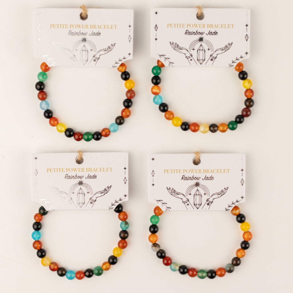 Petite Power Bracelet (17cmx6mm) - Rainbow Jade