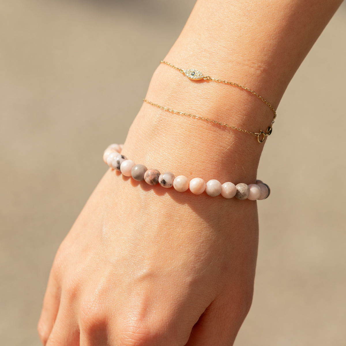Petite Power Bracelet (17cmx6mm) - Pink Jasper