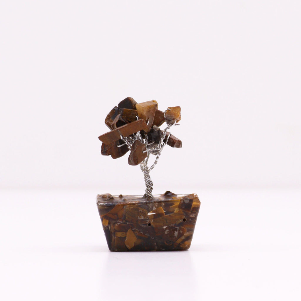 Mini Gemstone Tree On Orgonite Base - Tiger's eye (15 stones)