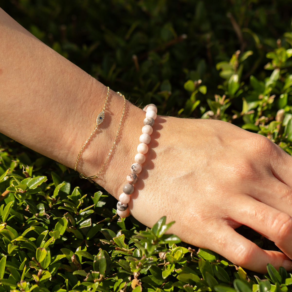 Petite Power Bracelet (17cmx6mm) - Pink Jasper