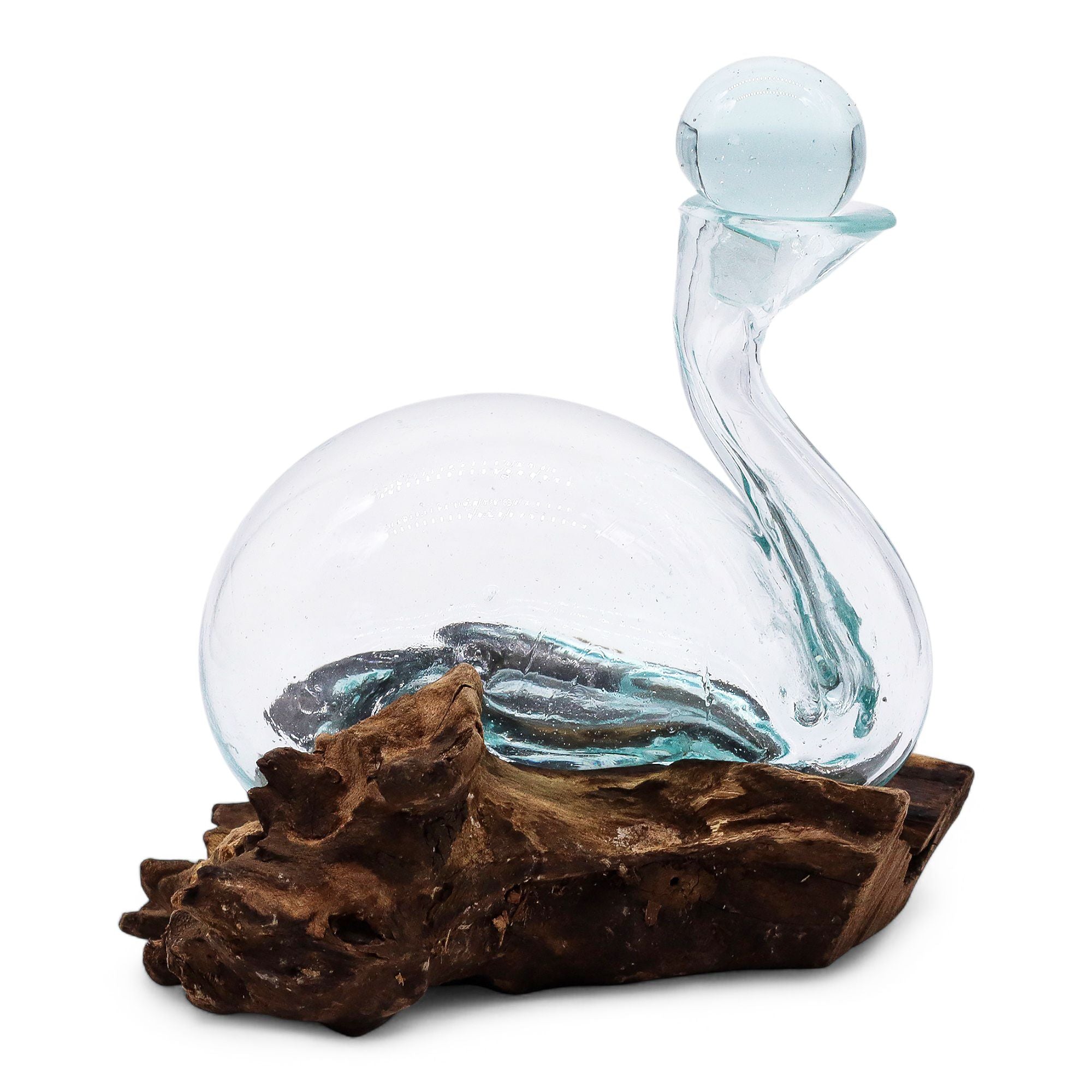 Molten Glass Duck Decanter on Wood with Stopper 19cm Crystal Tree UK | 19 Stone Gemstone Tree decorative crystal gemstone tree