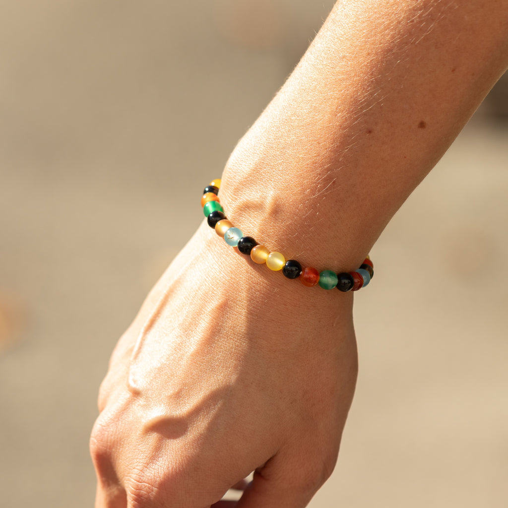Petite Power Bracelet (17cmx6mm) - Rainbow Jade