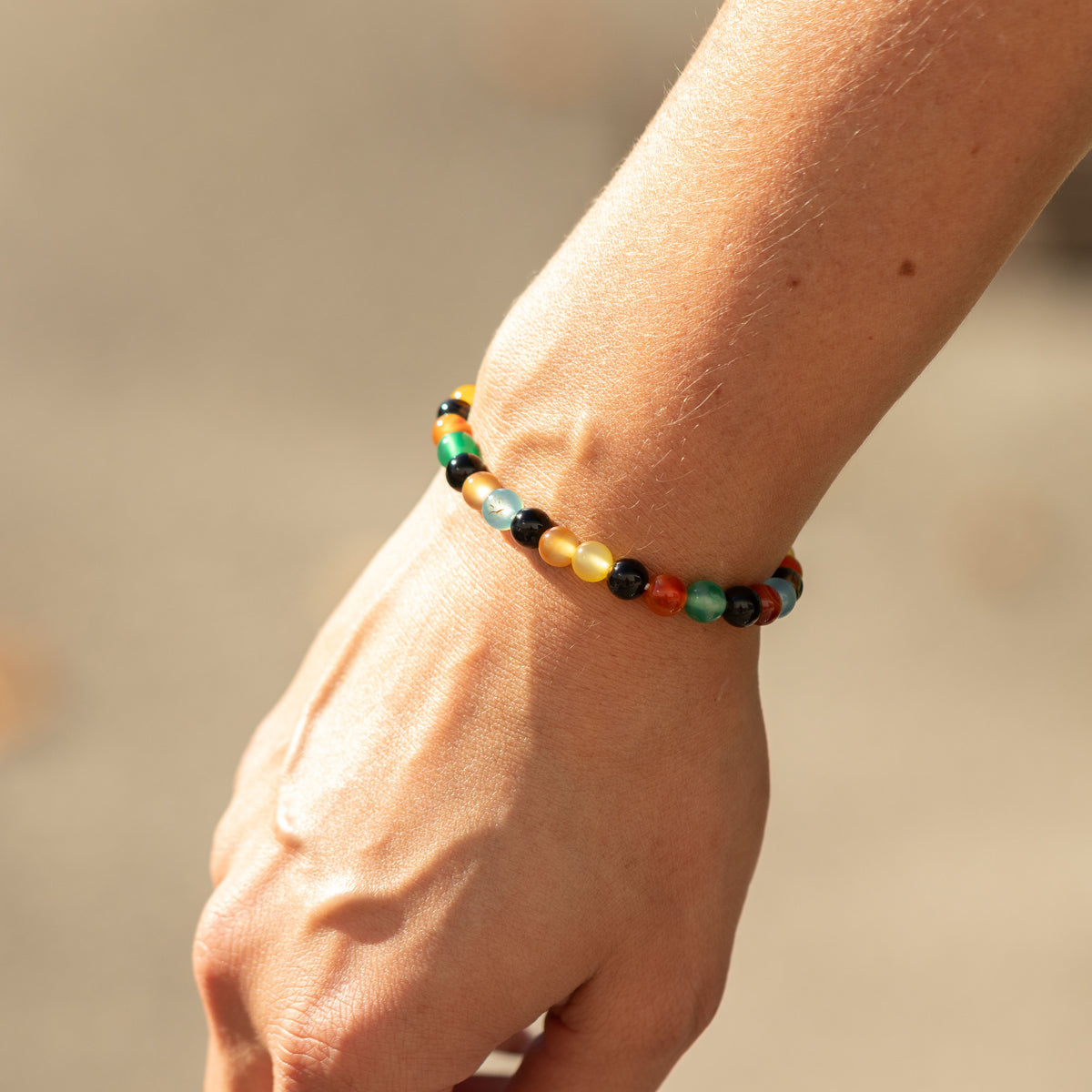 Petite Power Bracelet (17cmx6mm) - Rainbow Jade