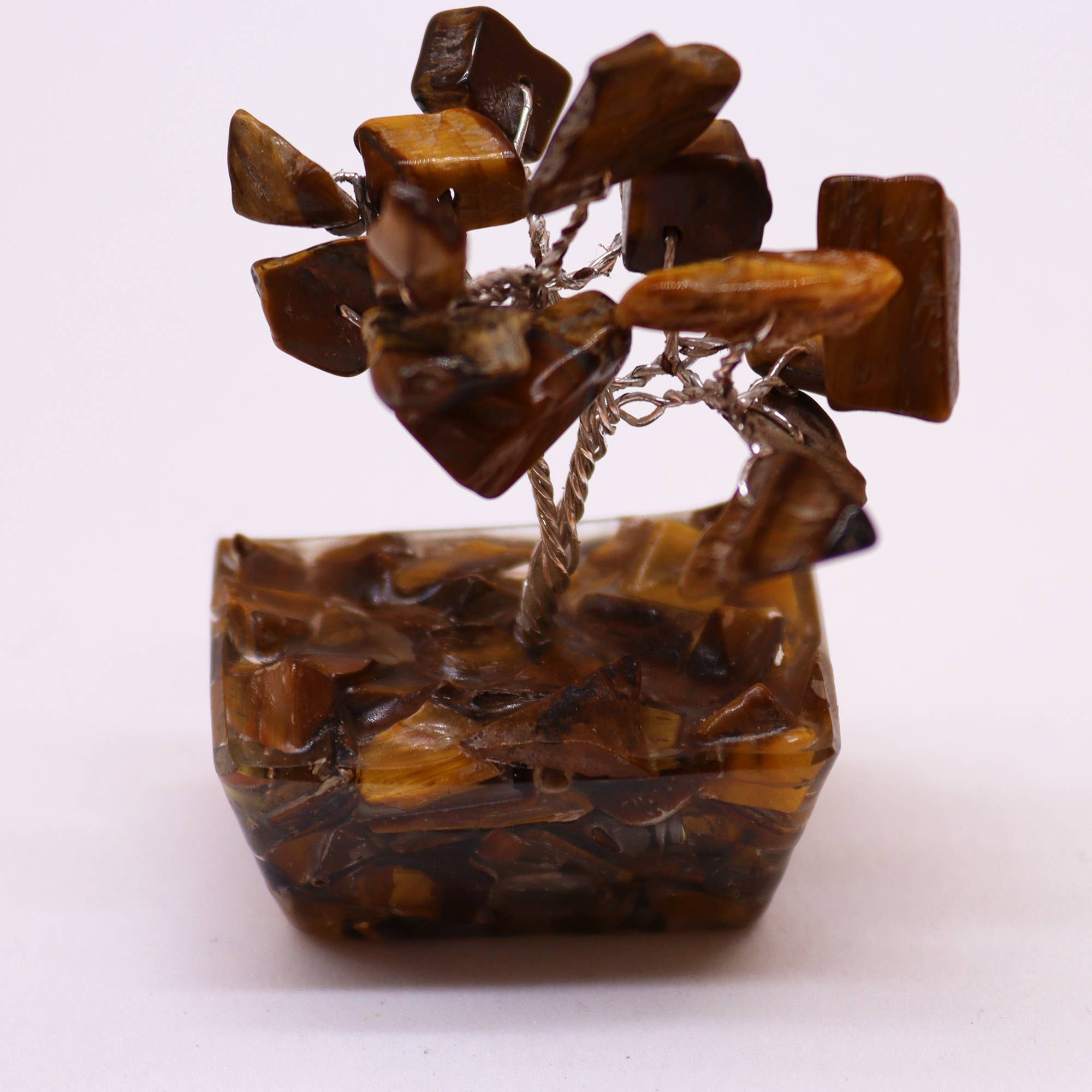 Mini Gemstone Tree On Orgonite Base - Tiger's eye (15 stones)