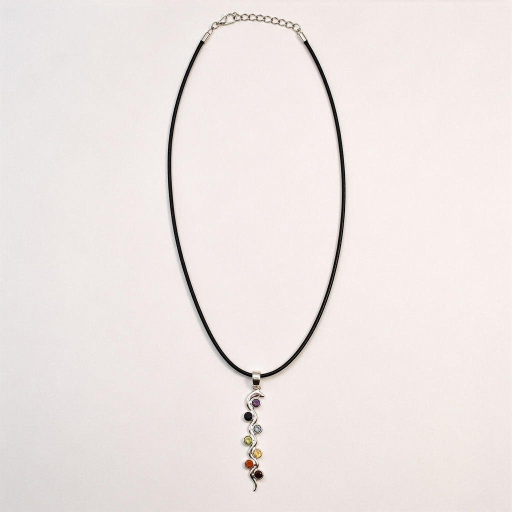 Indian Devotional Pendant - Silver Plated (45cm Cord)- Snake Chakra