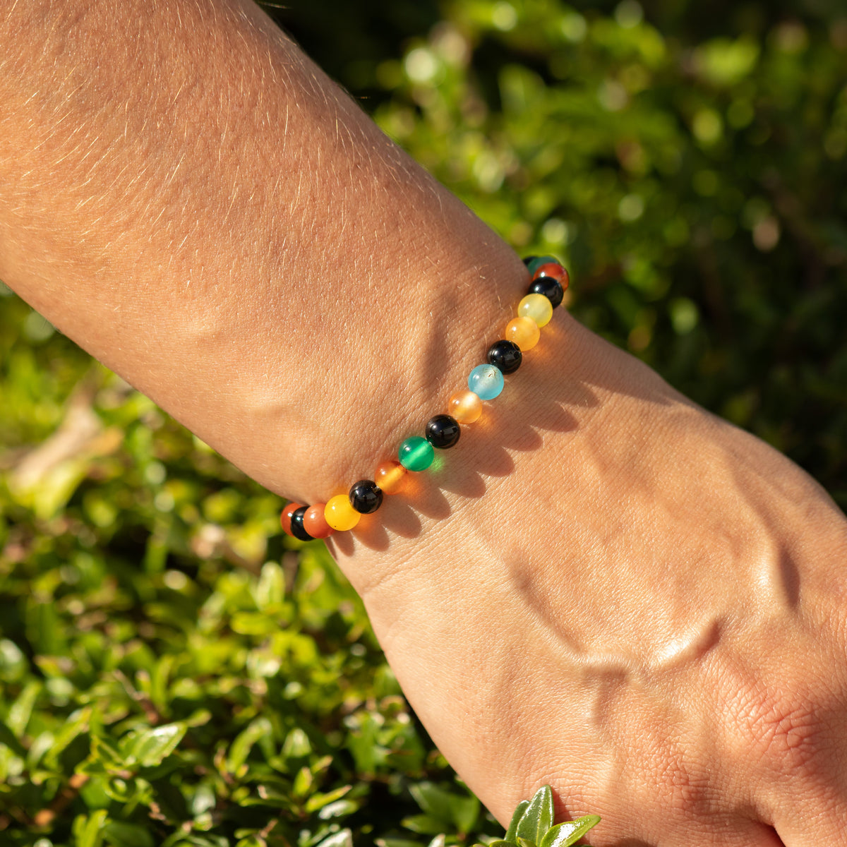 Petite Power Bracelet (17cmx6mm) - Rainbow Jade