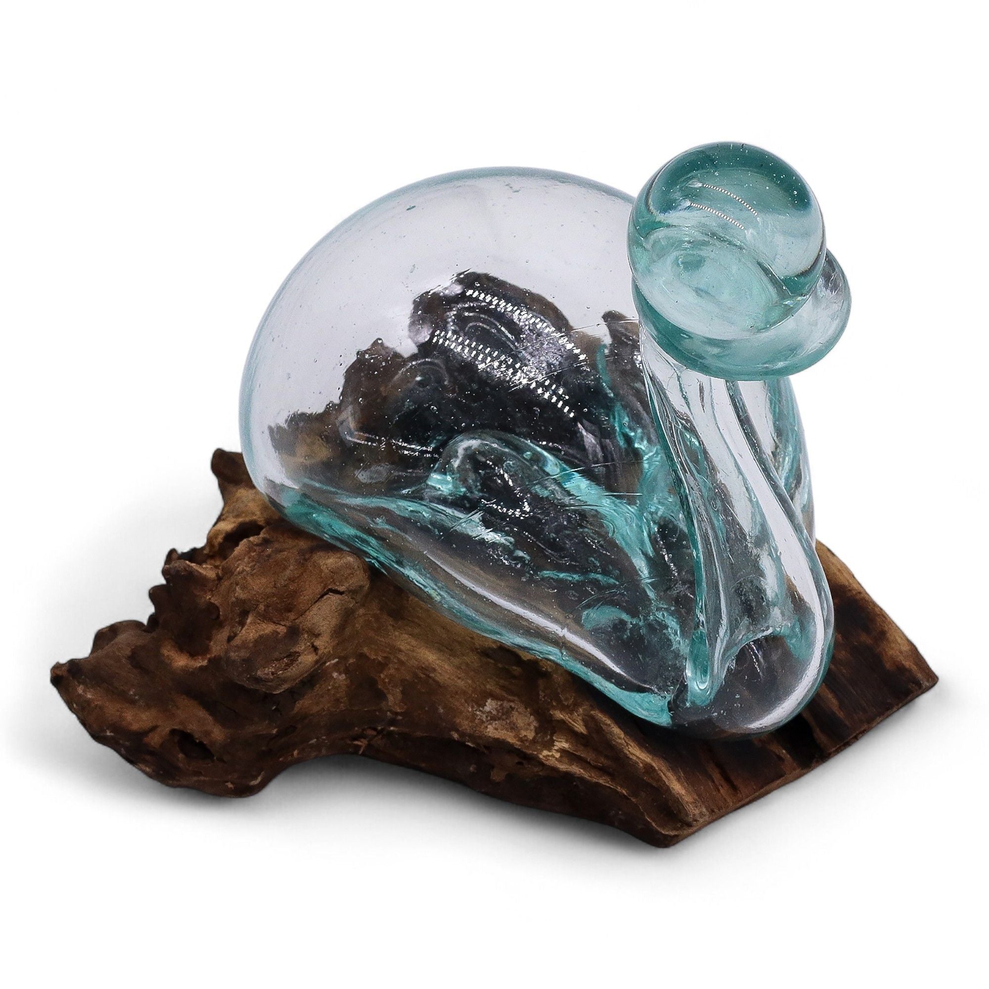 Molten Glass Duck Decanter on Wood with Stopper 19cm | Molten Glass Decor