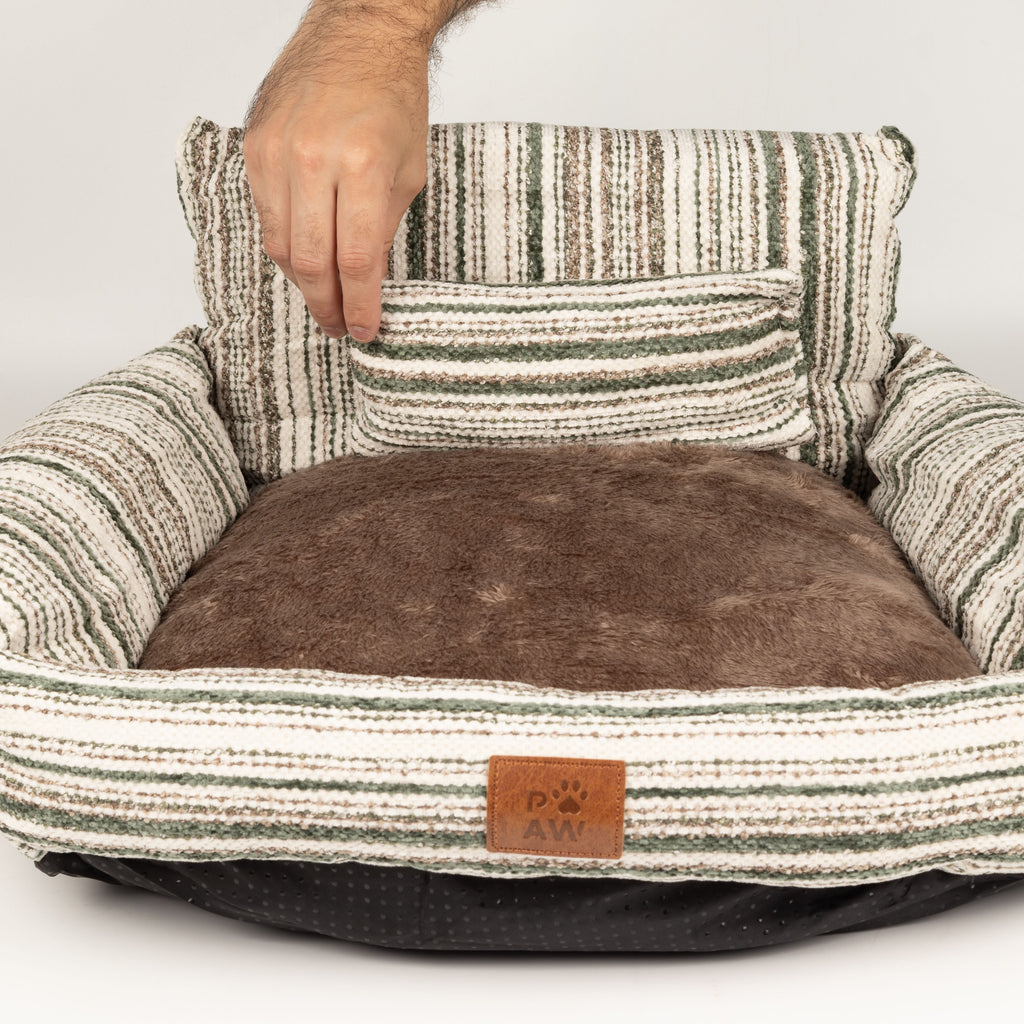 PAW Bed – Small Sofa – Brown Stripes – 50 × 50 × 26cm