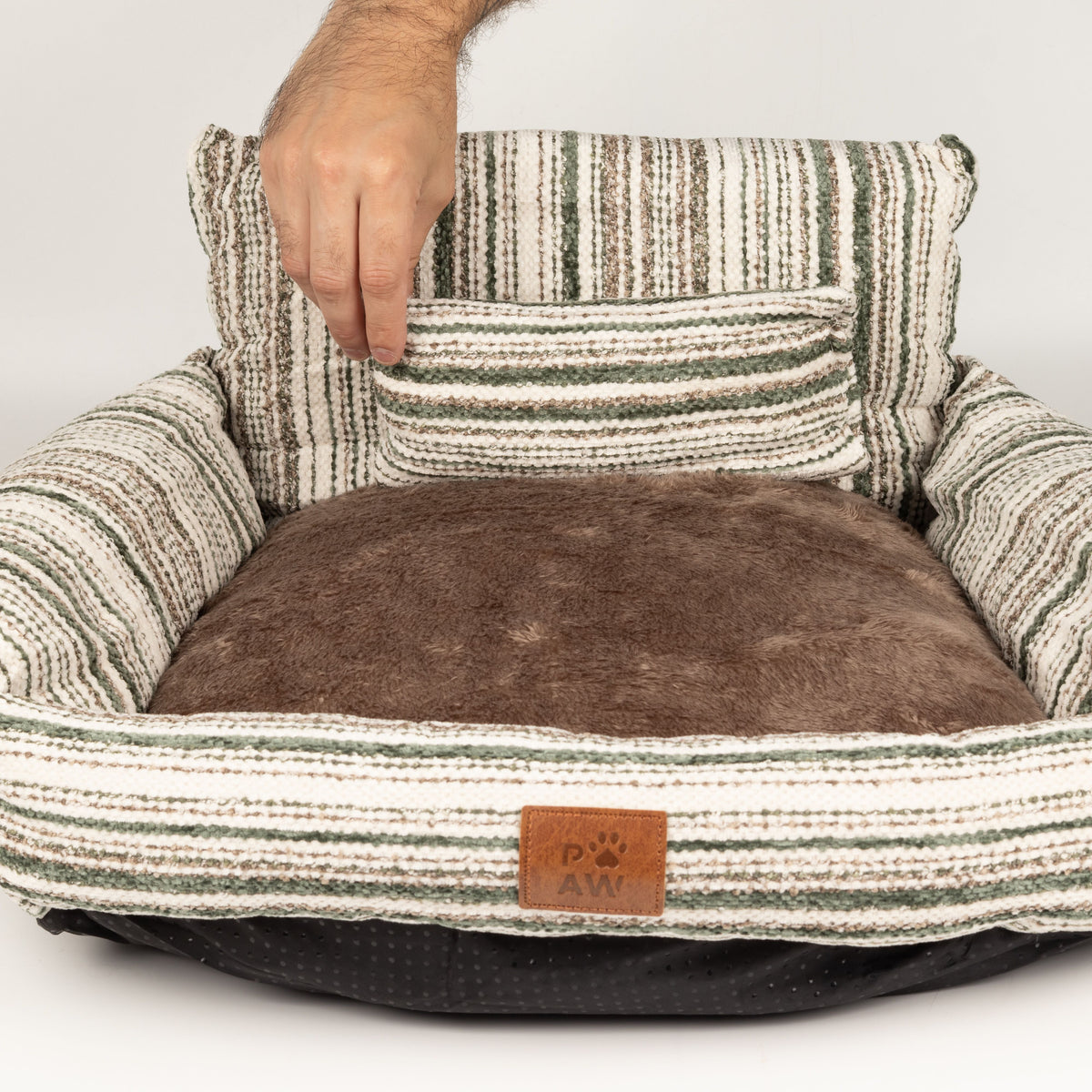PAW Bed – Small Sofa – Brown Stripes – 50 × 50 × 26cm