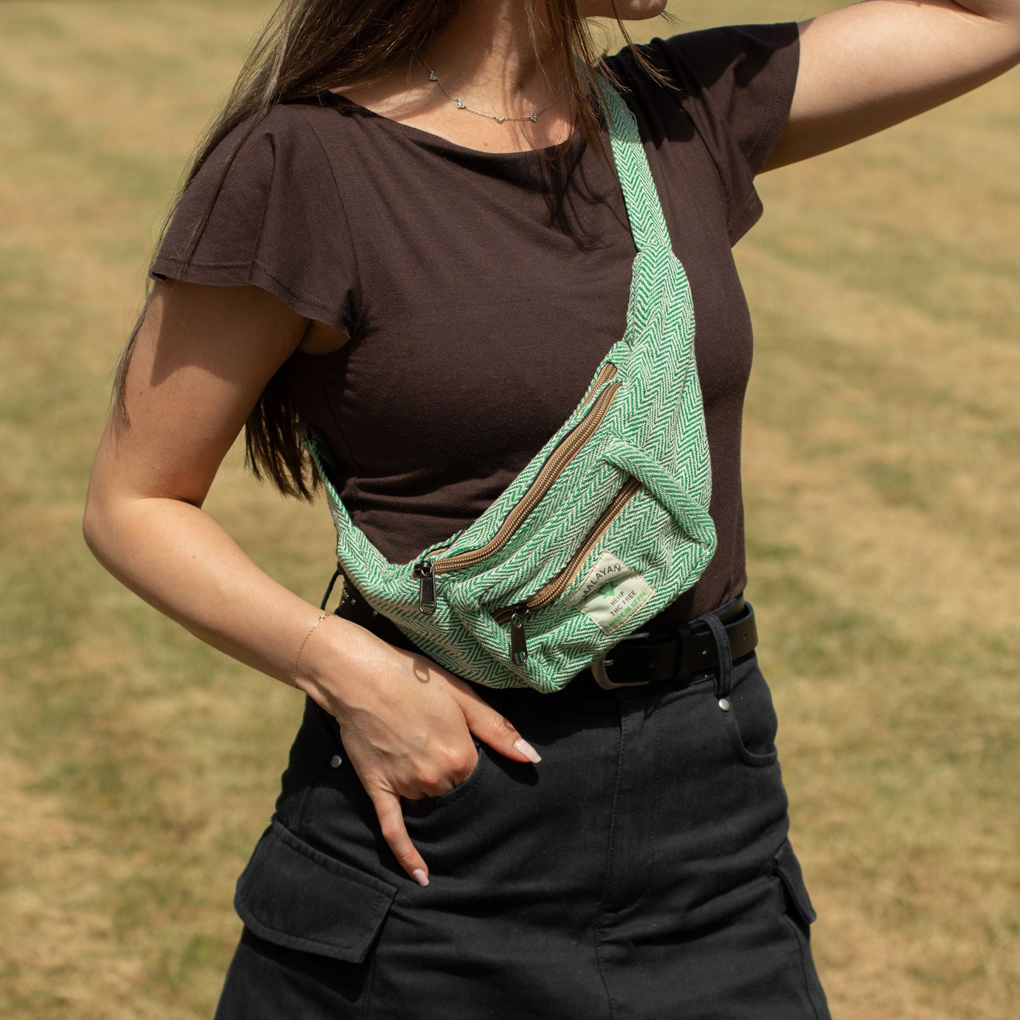 Cotton Hemp Style Belt (or Fanny) Bag - Sage