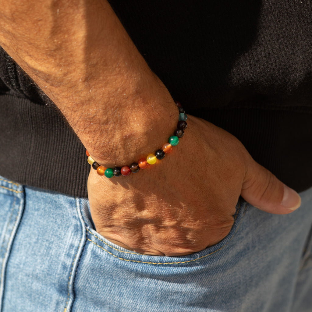 Petite Power Bracelet (17cmx6mm) - Rainbow Jade