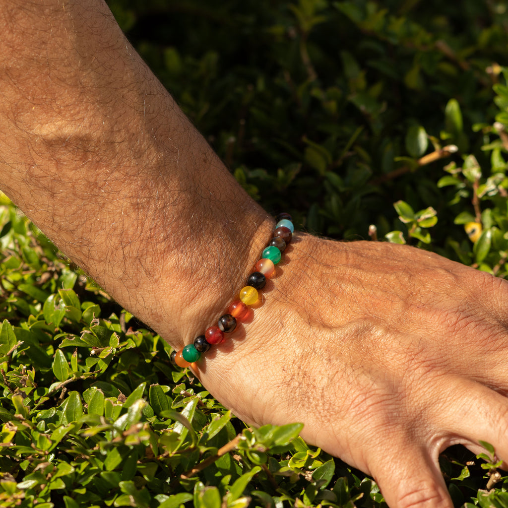 Petite Power Bracelet (17cmx6mm) - Rainbow Jade