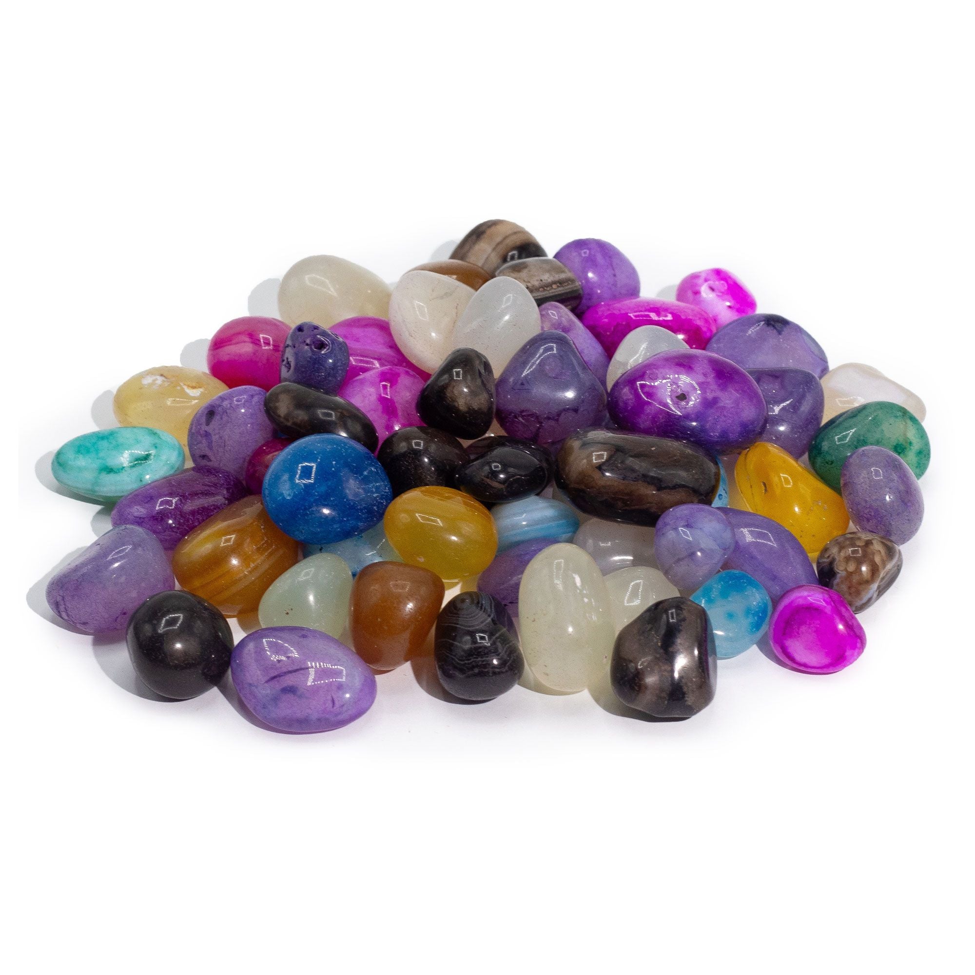 Bulk Treated Mixed Agate - 1kg (approx.. 70 stones) - 7 colours