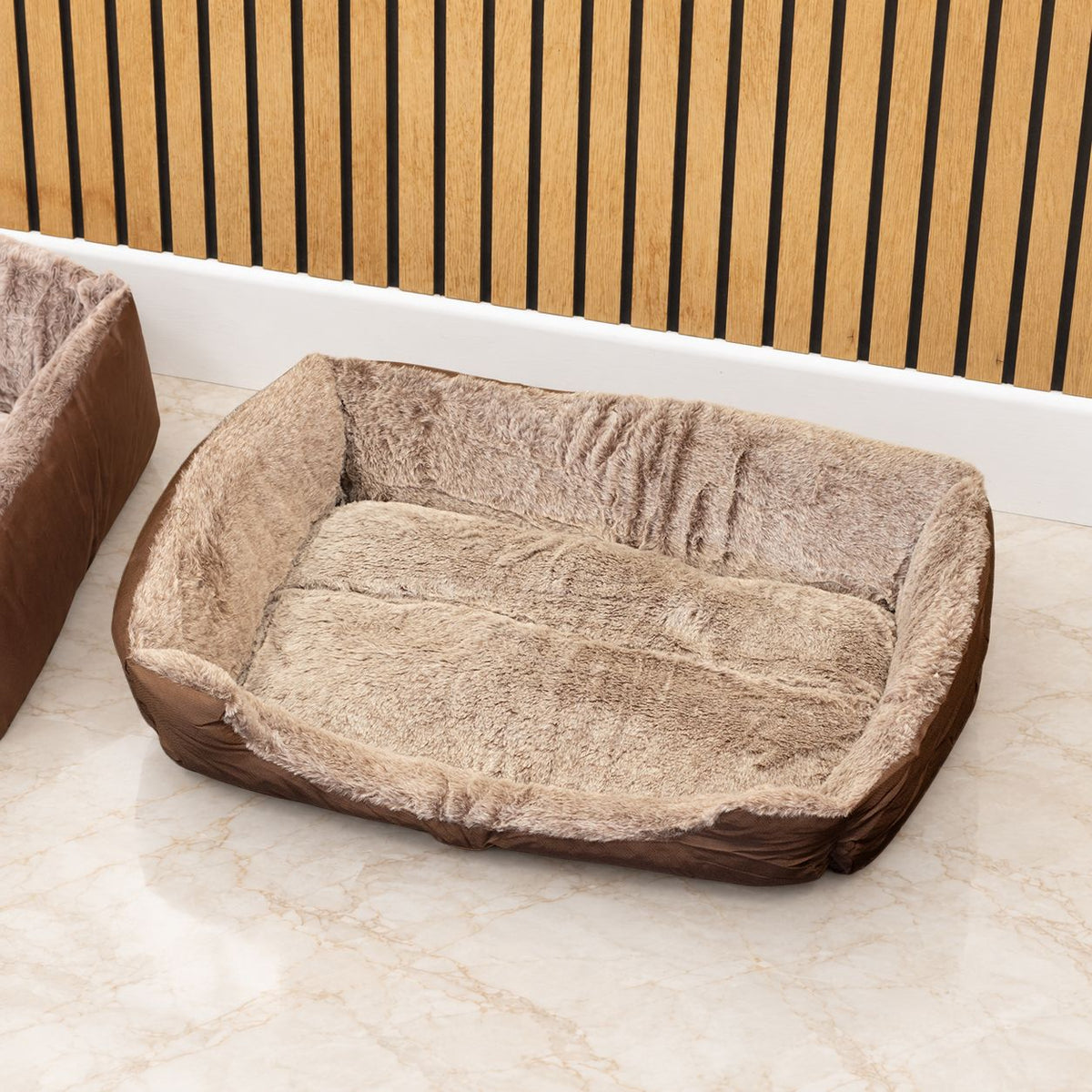 PAW Bed – Small Plush Teddy Brown – 60 × 45 × 17cm