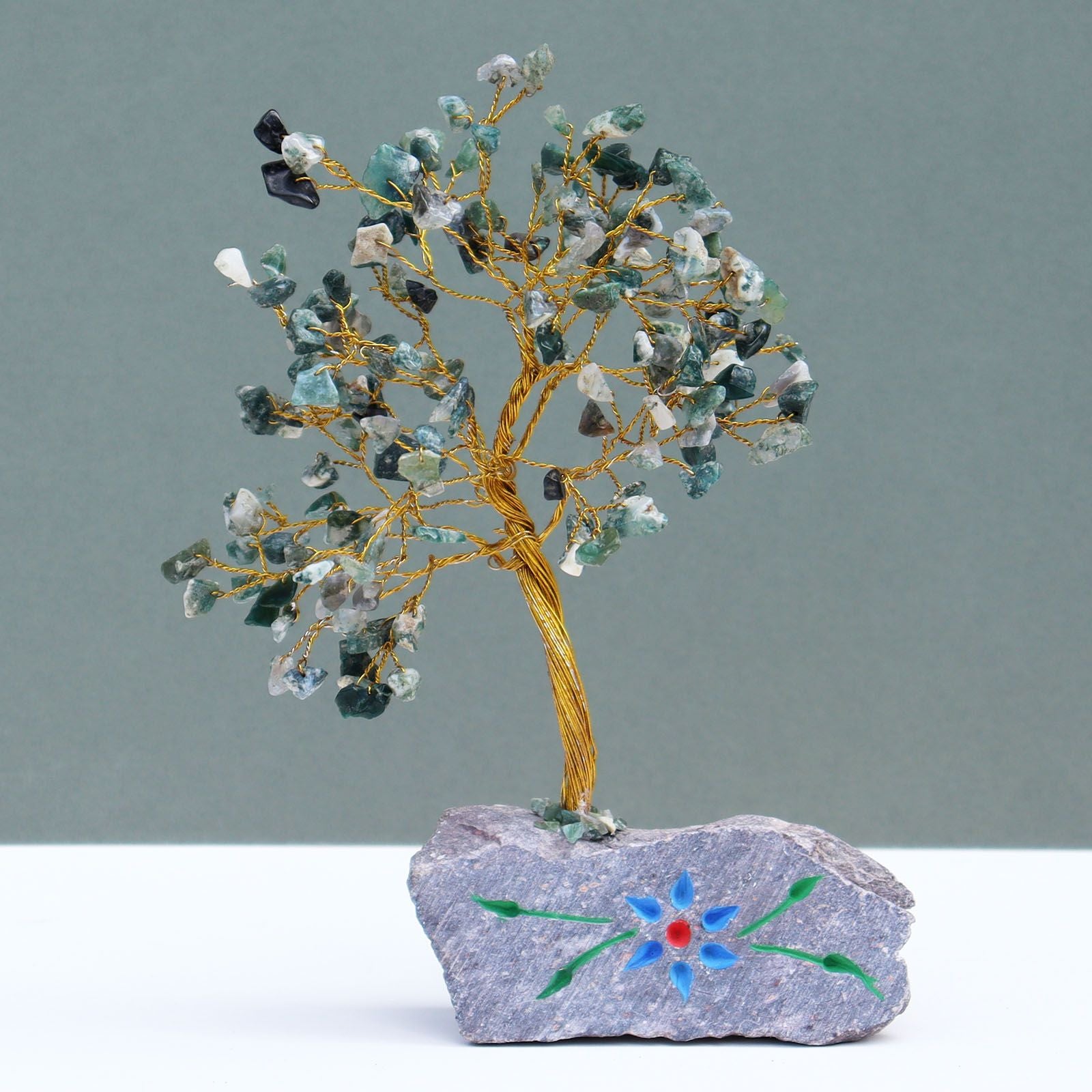 Moss Agate Crystal Tree UK | 160 Stone Gemstone Tree decorative crystal gemstone tree