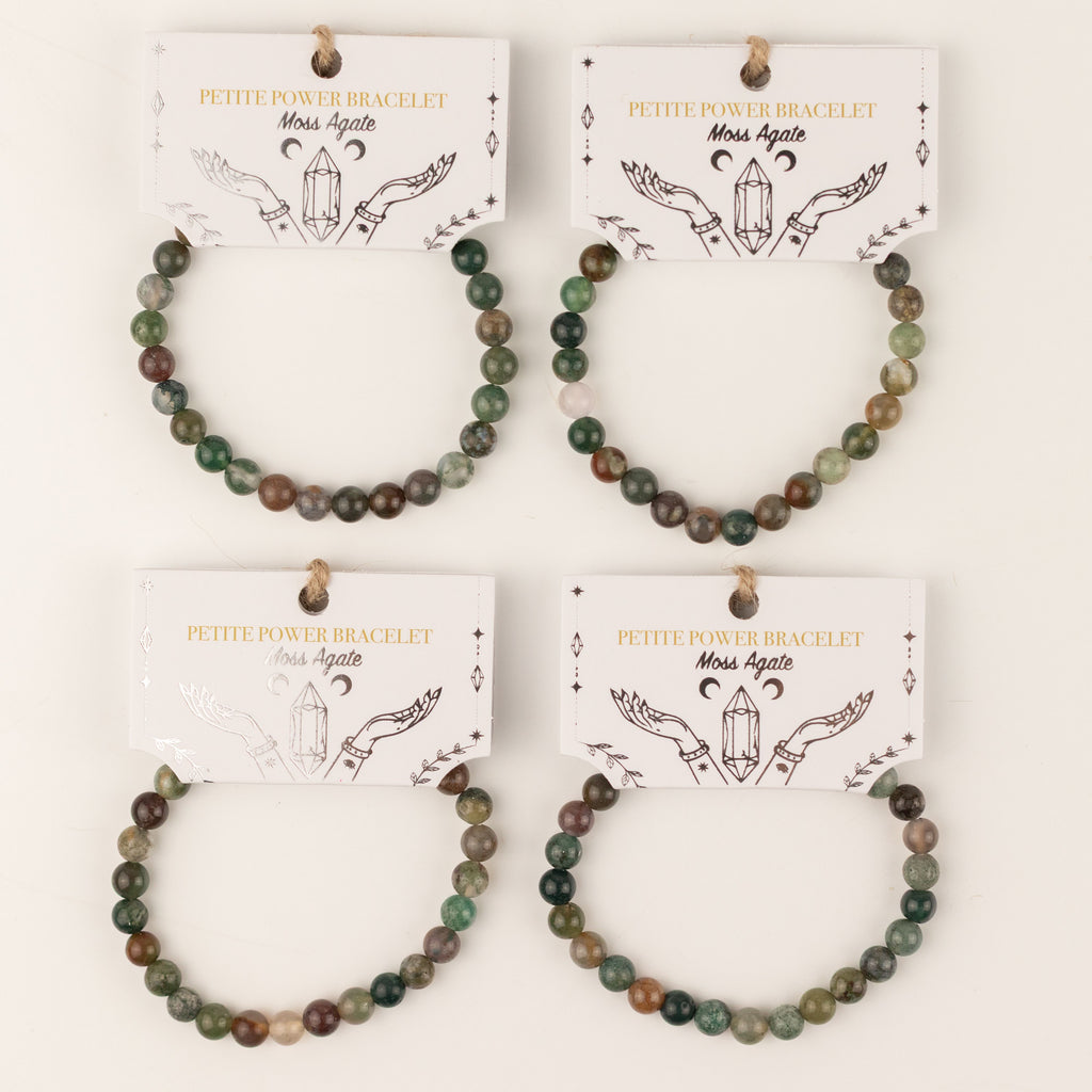 Petite Power Bracelet (17cmx6mm) - Moss Agate