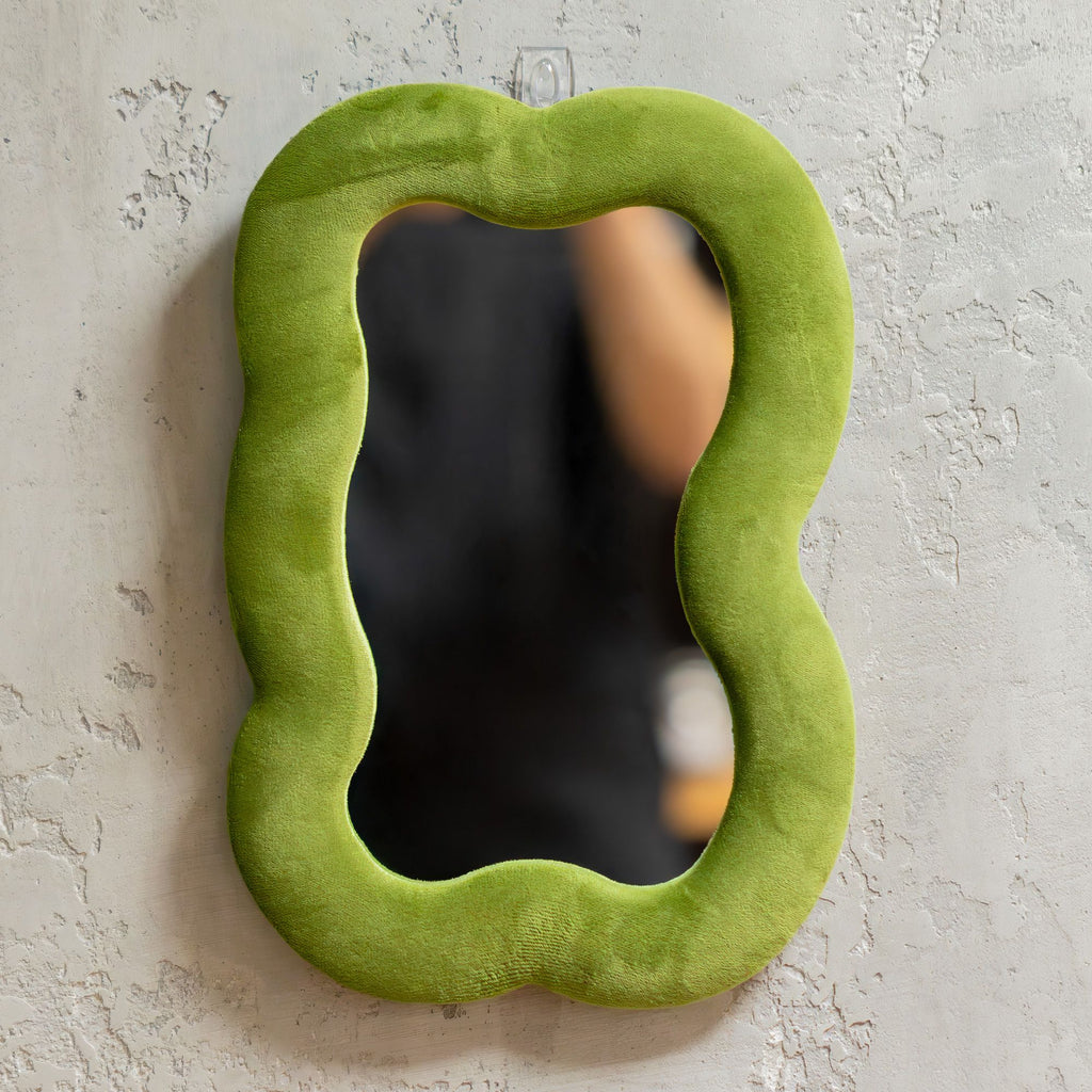 Soft Squiggly Mirror - Large Cloud - Moss Green (33.4x23.5x2.3cm)