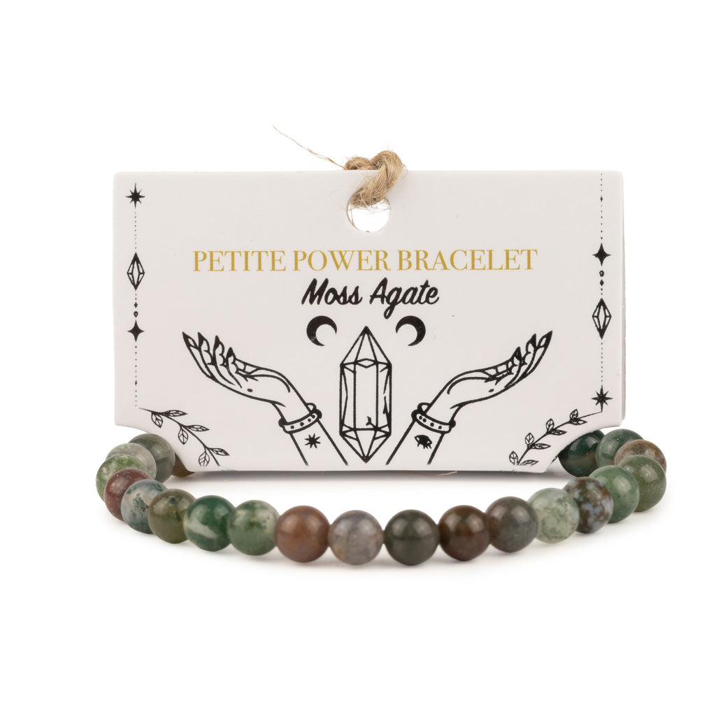 Petite Power Bracelet (17cmx6mm) - Moss Agate