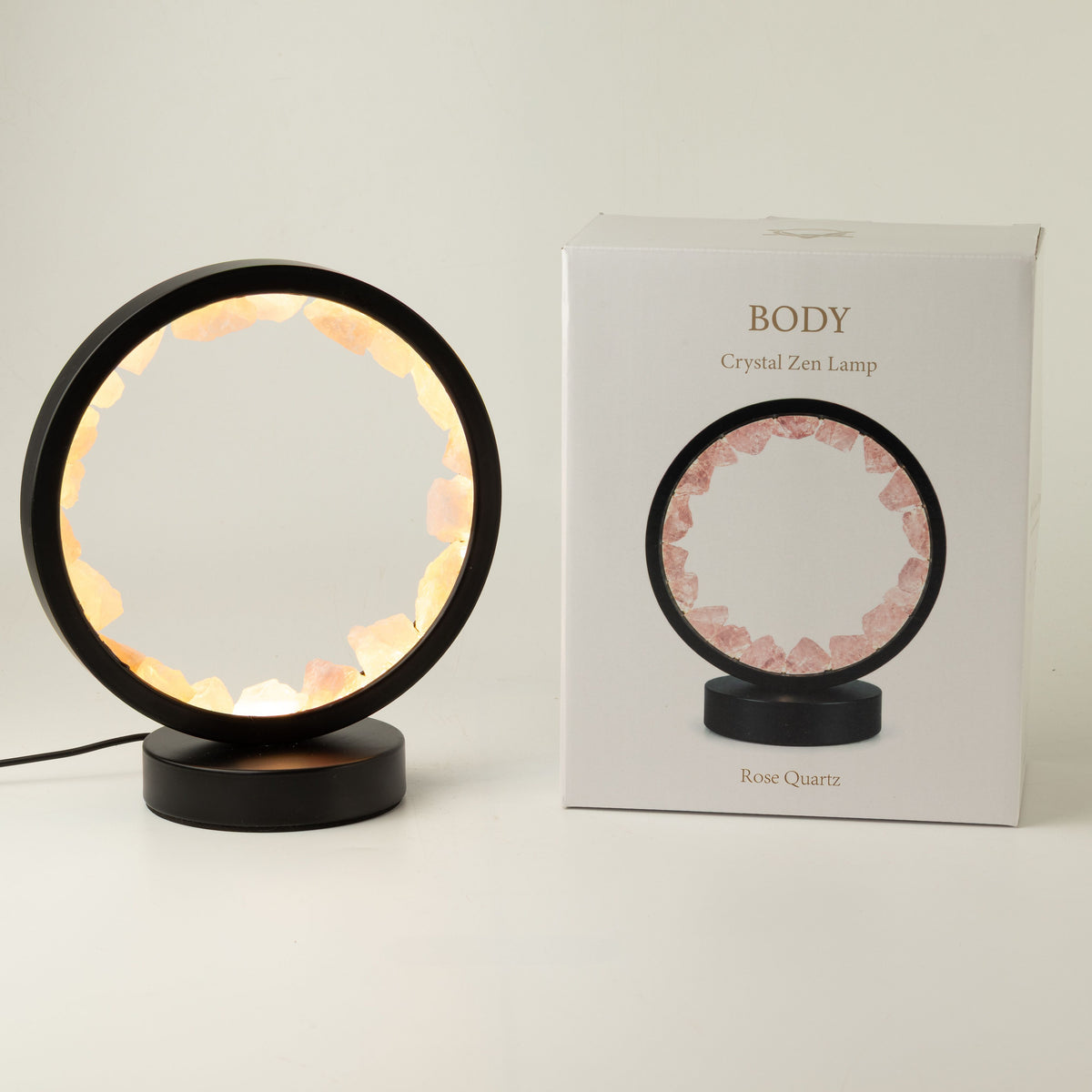 Gemstone Halo Lamp - Zen Body - Rose Quartz