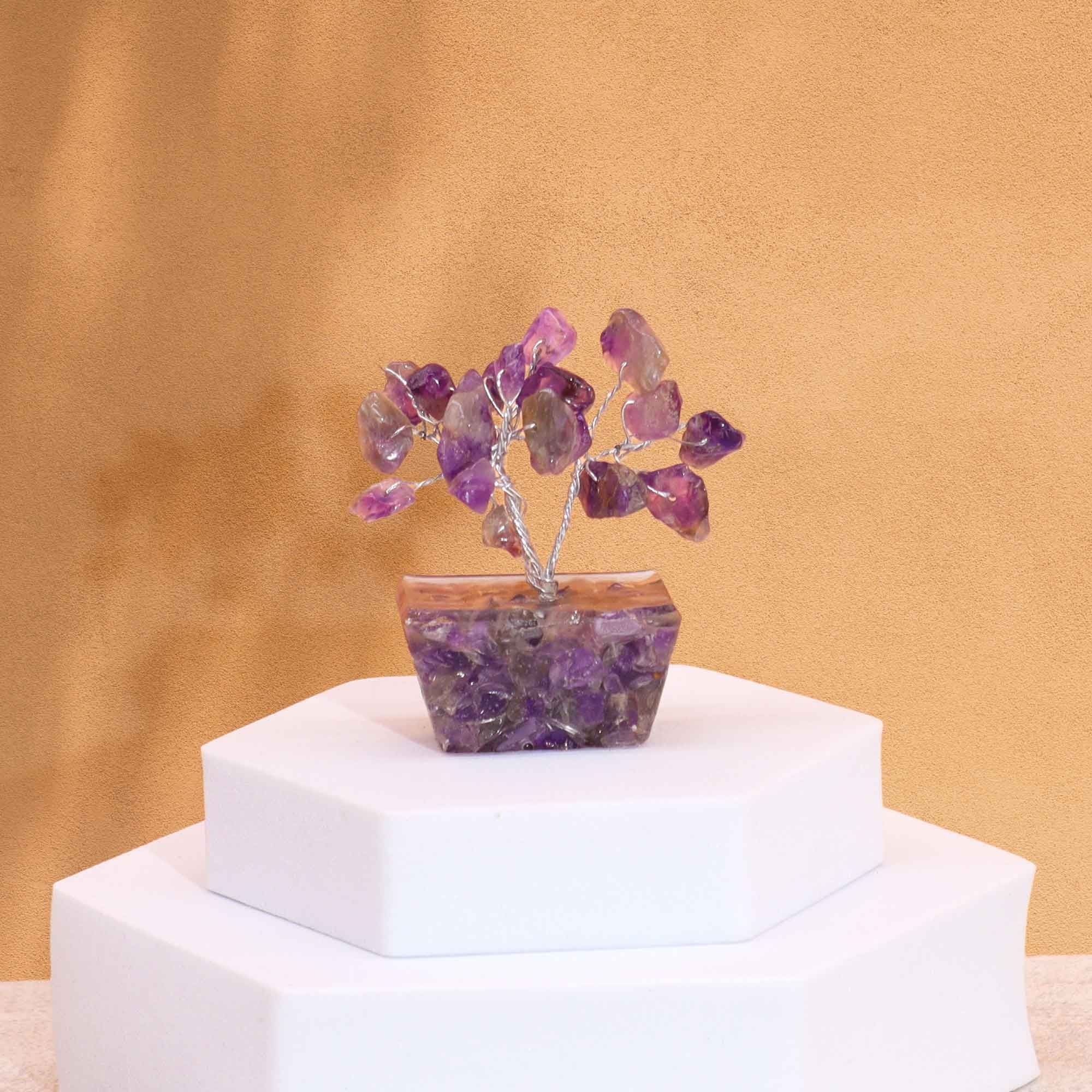 Mini Gemstone Tree On Orgonite Base Crystal Tree UK | 15 Stone Gemstone Tree decorative crystal gemstone tree