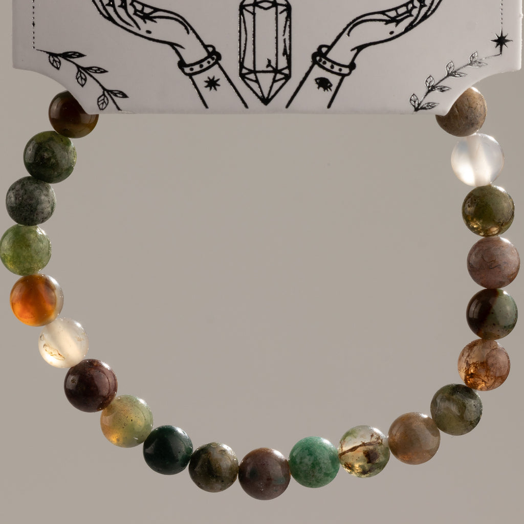 Petite Power Bracelet (17cmx6mm) - Moss Agate