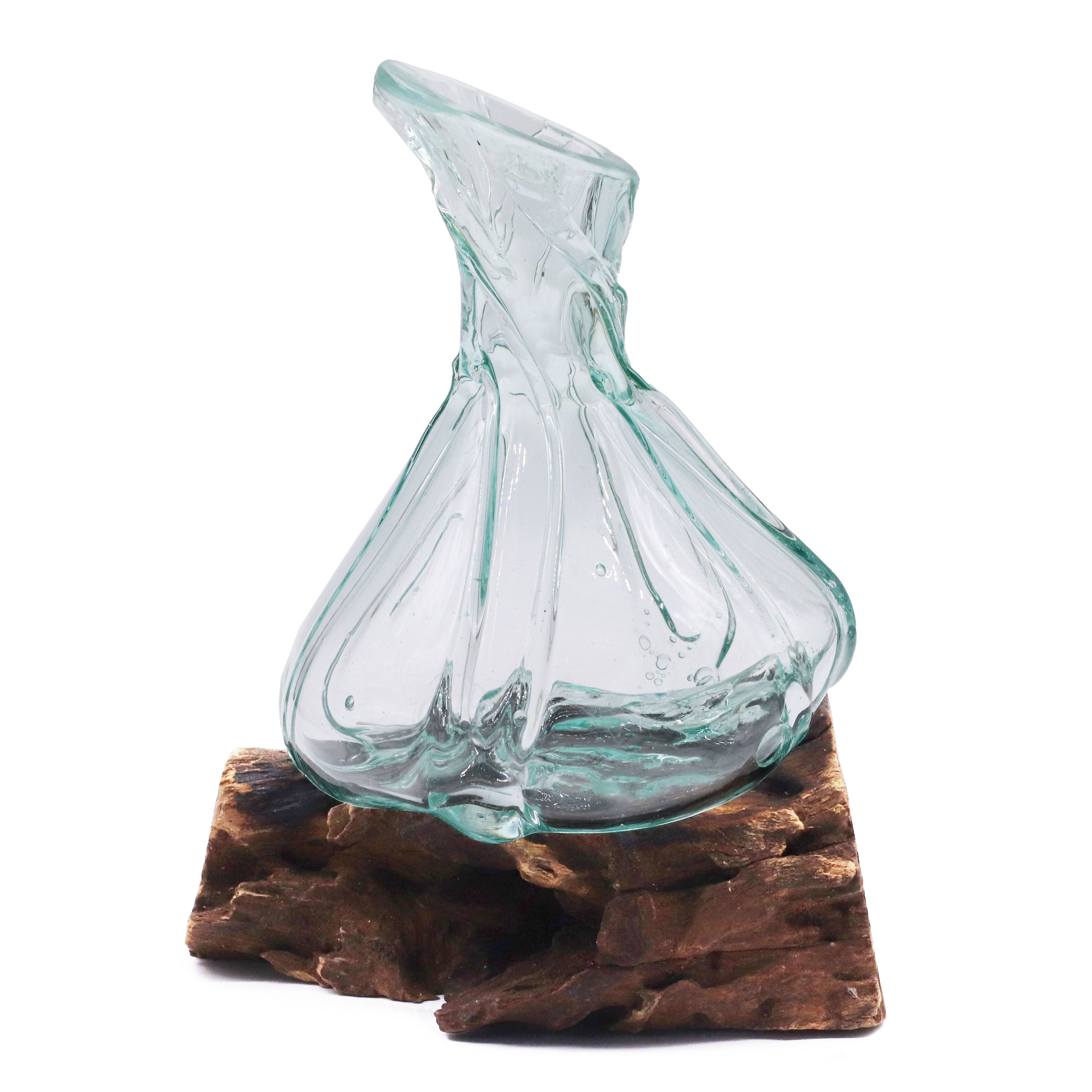 Molten Glass Fancy Mini Decanter on Wood 24cm Crystal Tree UK | 24 Stone Gemstone Tree decorative crystal gemstone tree
