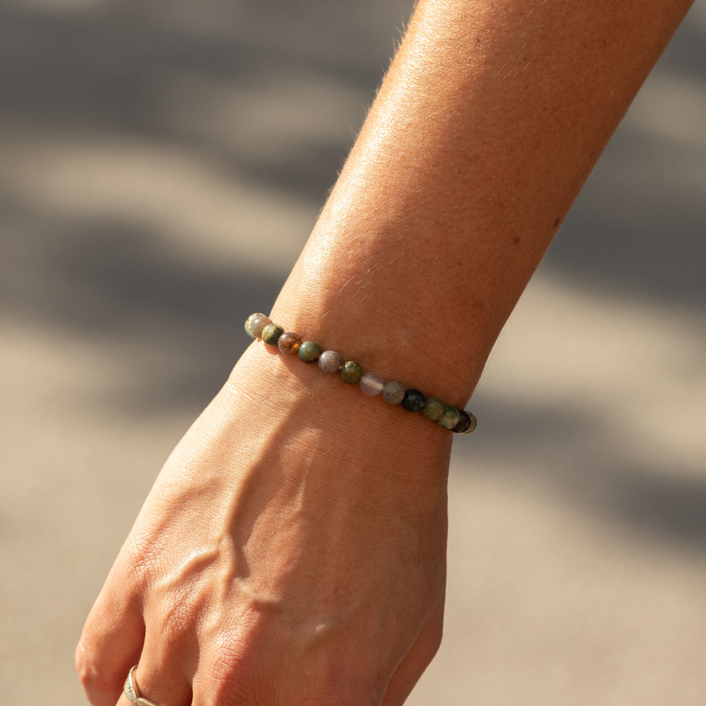 Petite Power Bracelet (17cmx6mm) - Moss Agate