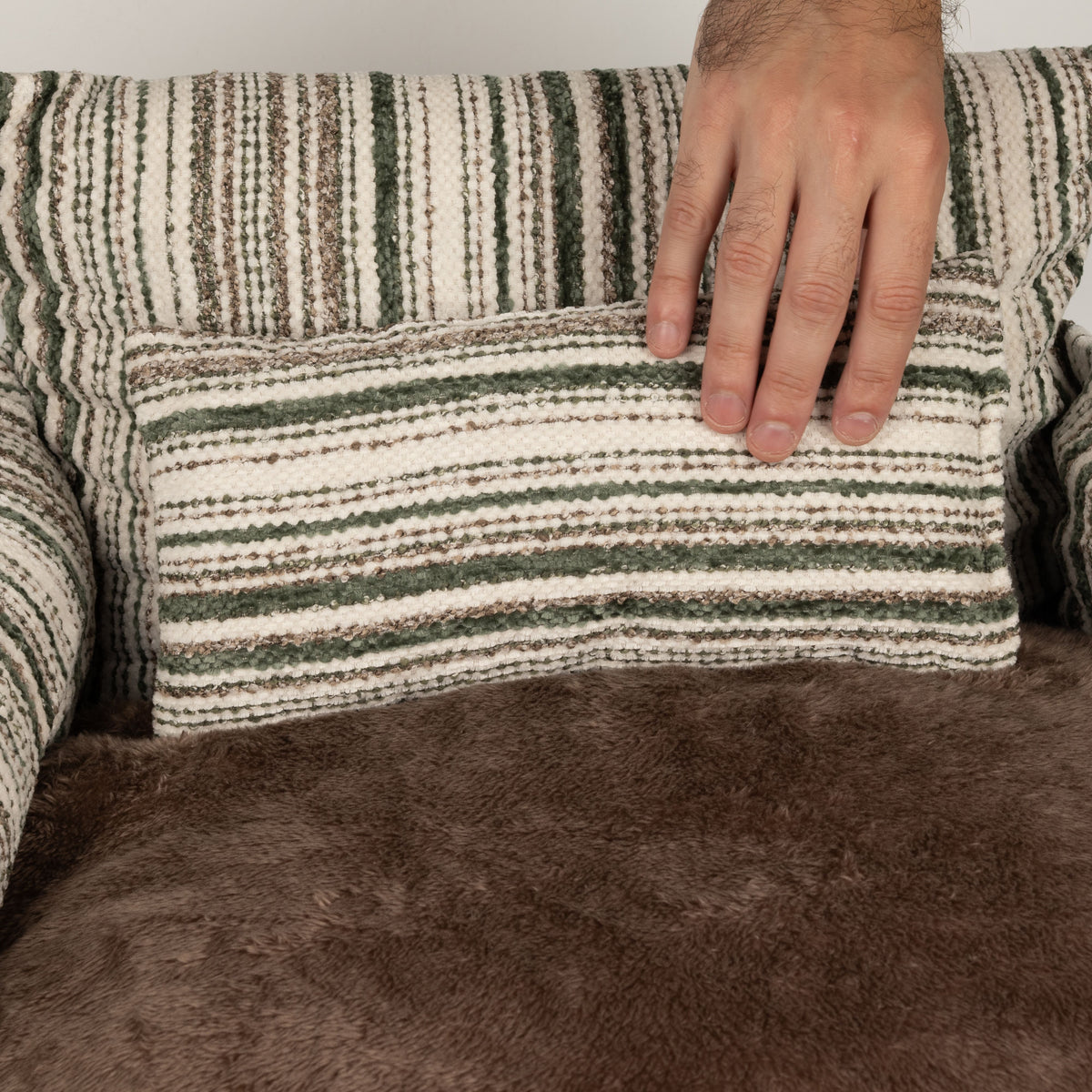 PAW Bed – Medium Sofa – Brown Stripes – 60 × 60 × 28cm