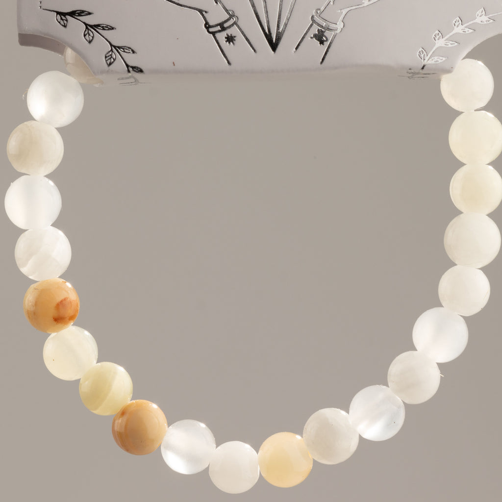Petite Power Bracelet (17cmx6mm) - Moon Jade